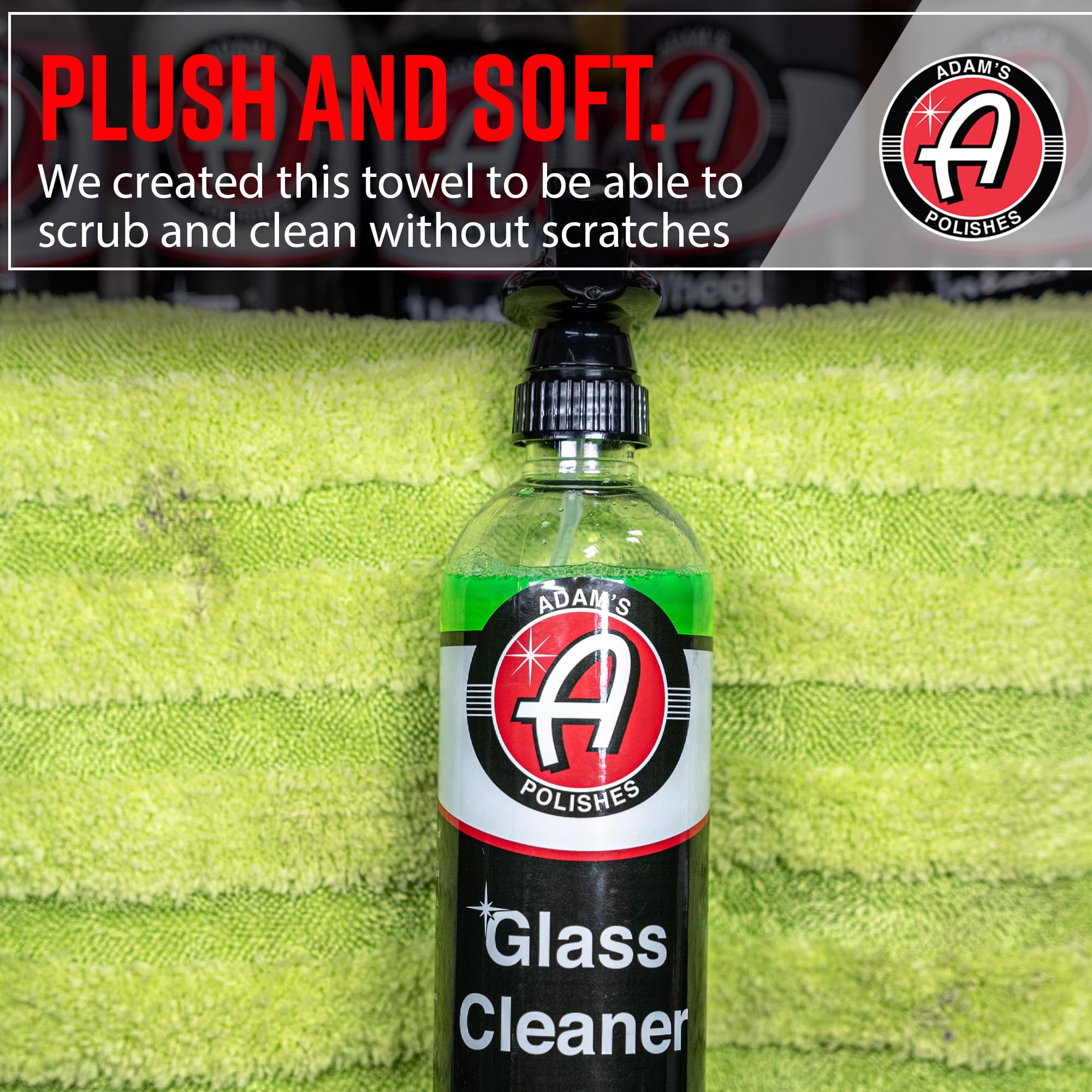 Adam's Polishes Microfiber Glass Cleaning Towel - Two Sided, Streak Free Glass Cleaning Towel - Soft Satin Stitched Edges 540 GSM (2 Pack) - Image 3