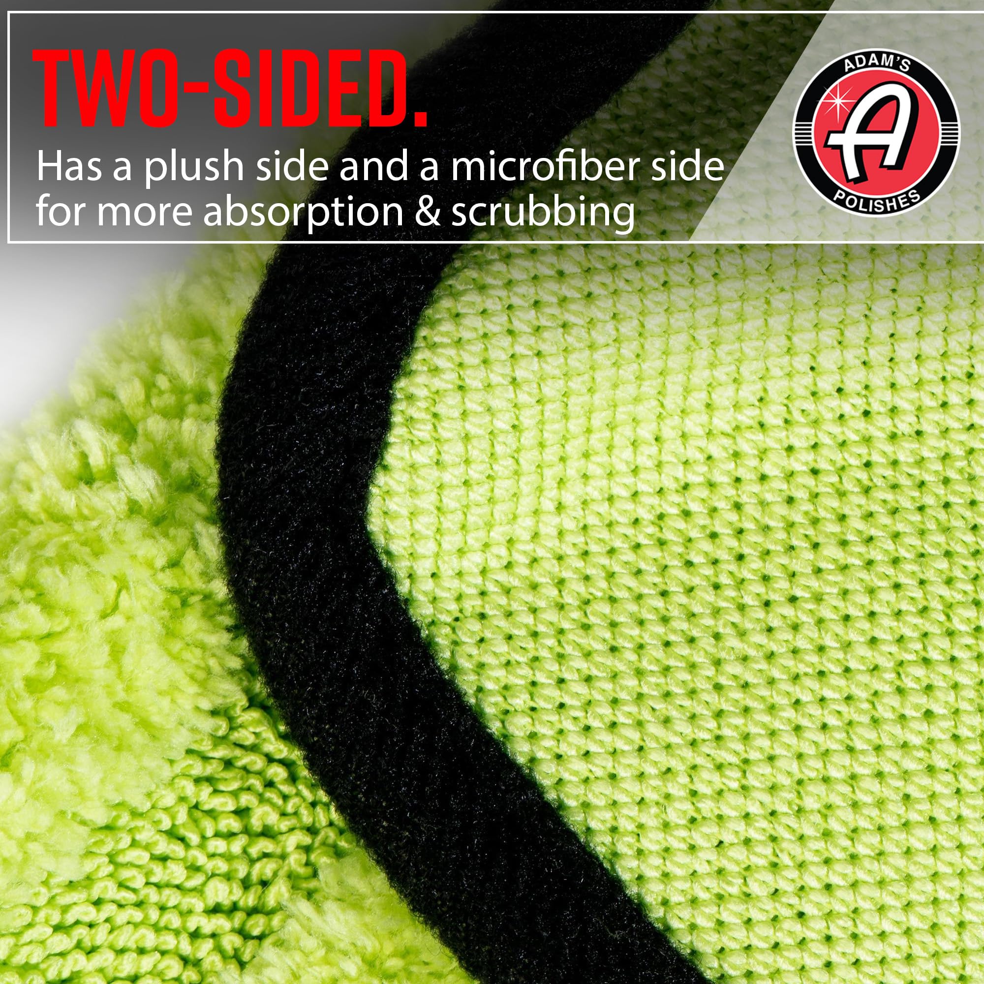Adam's Polishes Microfiber Glass Cleaning Towel - Two Sided, Streak Free Glass Cleaning Towel - Soft Satin Stitched Edges 540 GSM (2 Pack) - Image 4
