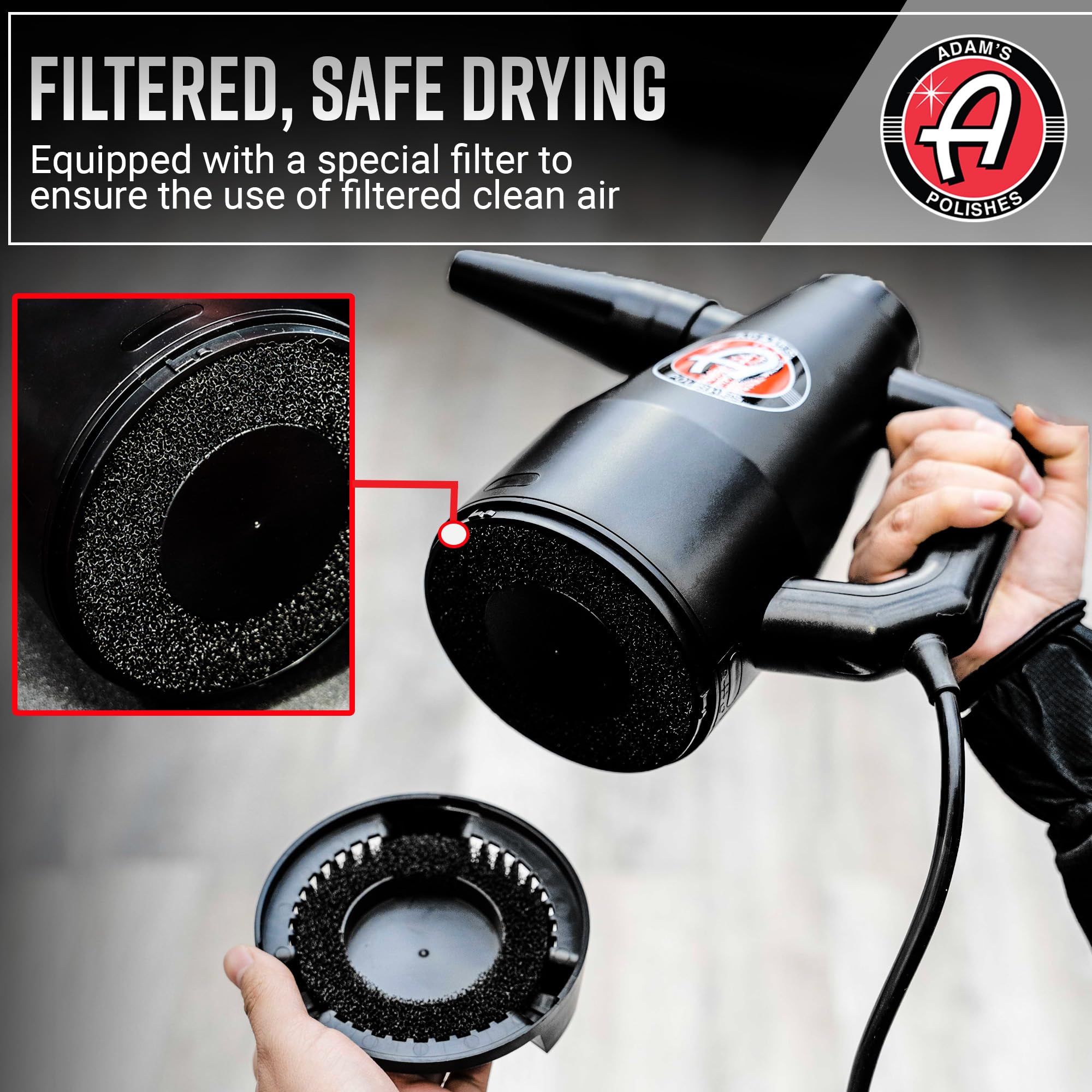Adam's Polishes Mini Air Cannon - Handheld High Powered Filtered Car Wash Dryer Blower| Dry Before Car Cleaning, Car Detailing, Car Wax, or Ceramic Coating | Auto Tool Kit Gift Boat RV Motorcycle - Image 5