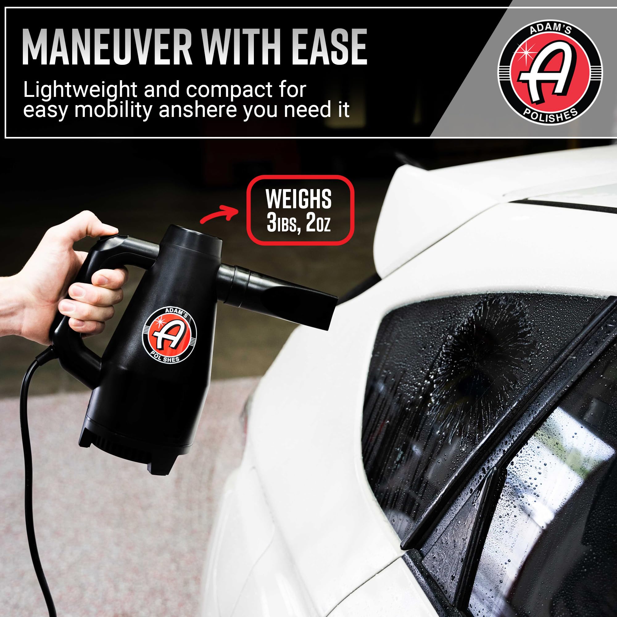 Adam's Polishes Mini Air Cannon - Handheld High Powered Filtered Car Wash Dryer Blower| Dry Before Car Cleaning, Car Detailing, Car Wax, or Ceramic Coating | Auto Tool Kit Gift Boat RV Motorcycle - Image 7