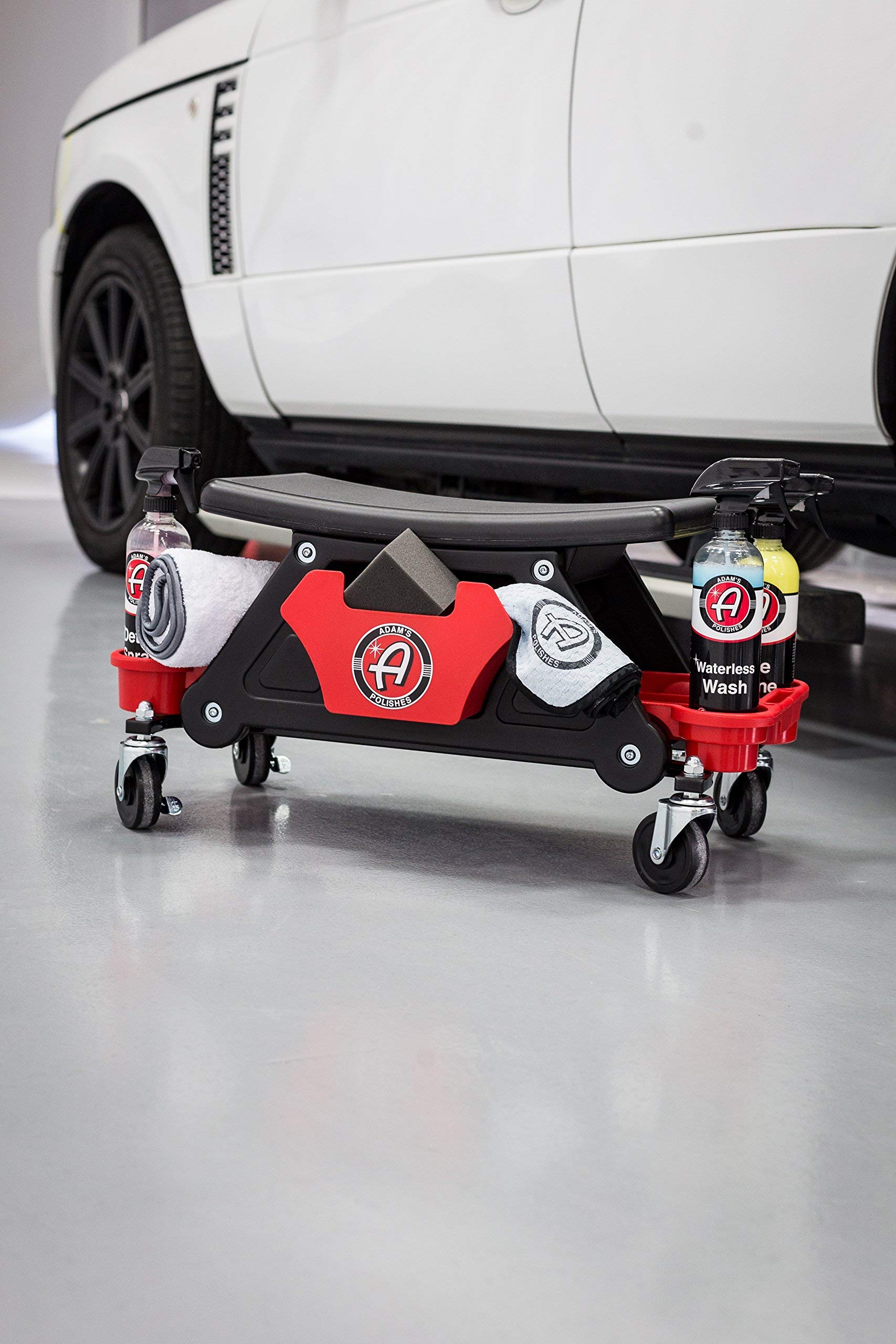 Adam's Polishes Mobile Rolling Utility Creeper Seat for Mechanics & Detailers - With Storage Trays for Tools - Image 2