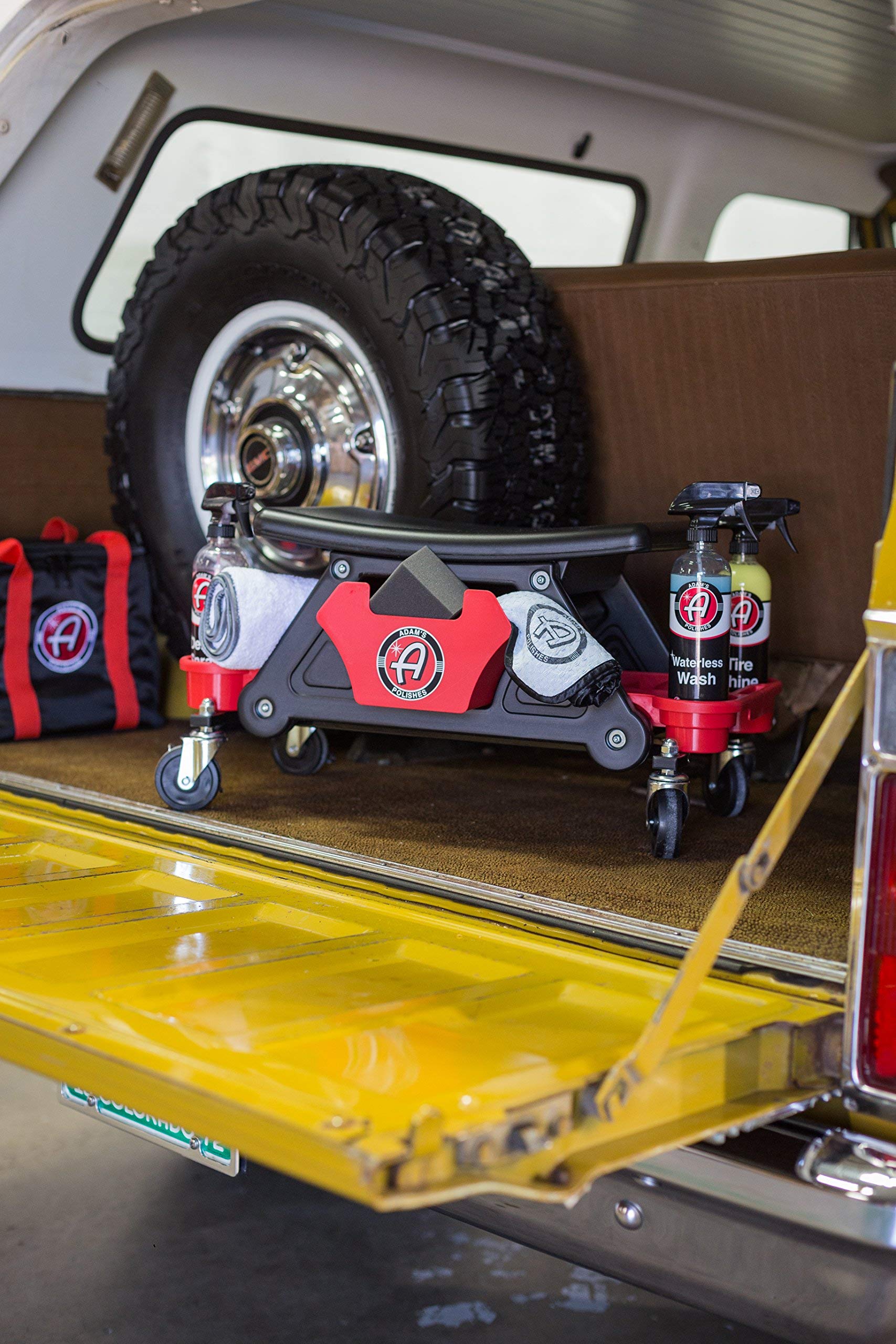 Adam's Polishes Mobile Rolling Utility Creeper Seat for Mechanics & Detailers - With Storage Trays for Tools - Image 3