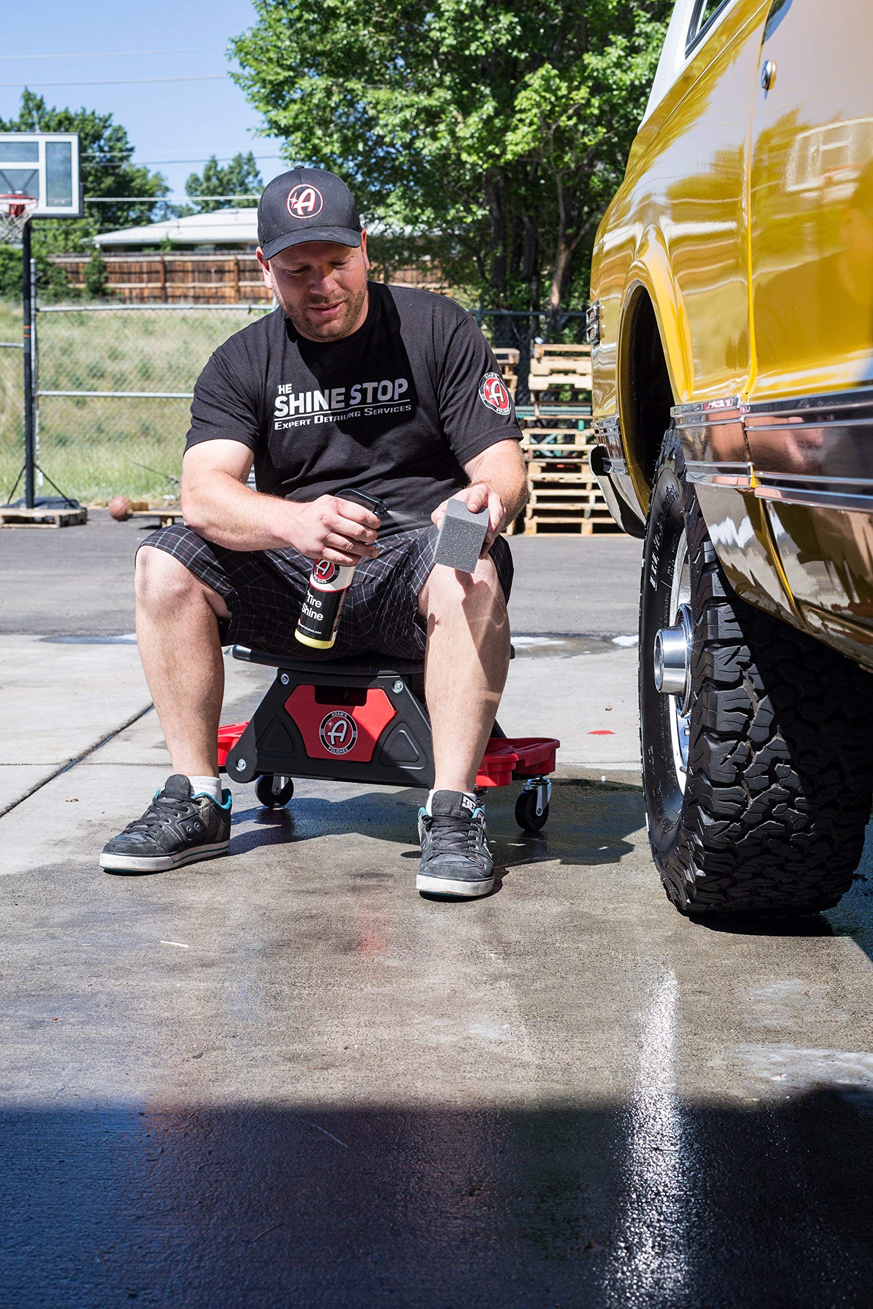 Adam's Polishes Mobile Rolling Utility Creeper Seat for Mechanics & Detailers - With Storage Trays for Tools - Image 4