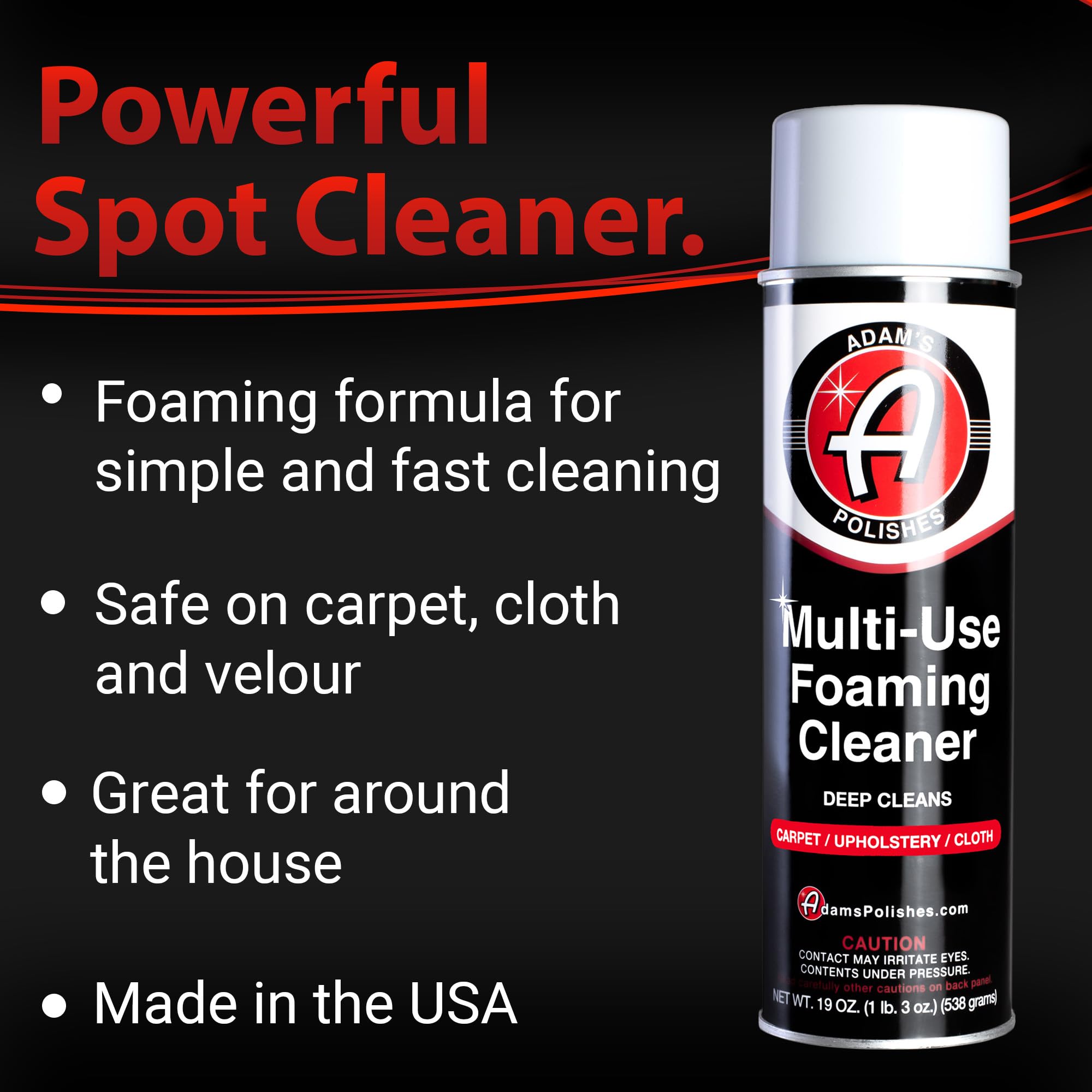 Adam's Polishes Multi-Use Foaming Cleaner - Foaming Formula for Simple and Fast Cleaning - Safe on Carpet, Cloth, and Velour (18 oz) - Image 2