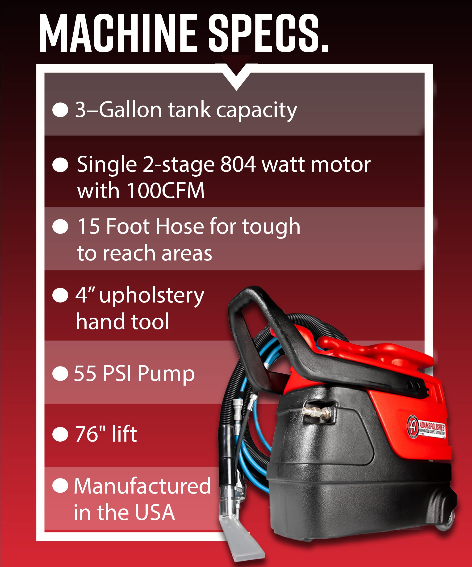 Adam's Polishes Non-Heated Carpet Extractor, Powerful Spot and Upholstery Cleaner, Clear Hand Tool, 15 Foot Hose, Easy Dirt and Spot Removal for Vehicles - Image 3