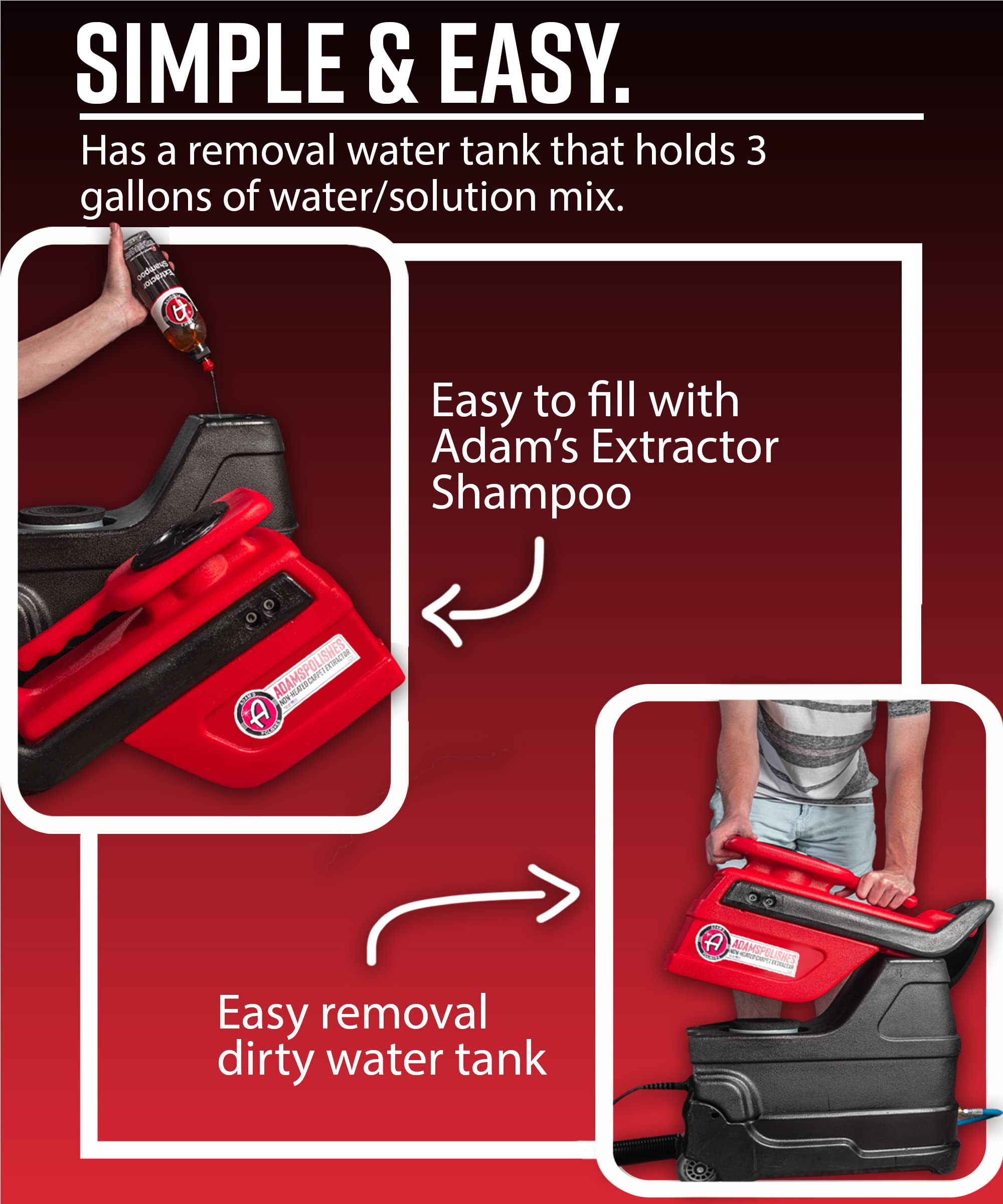 Adam's Polishes Non-Heated Carpet Extractor, Powerful Spot and Upholstery Cleaner, Clear Hand Tool, 15 Foot Hose, Easy Dirt and Spot Removal for Vehicles - Image 6