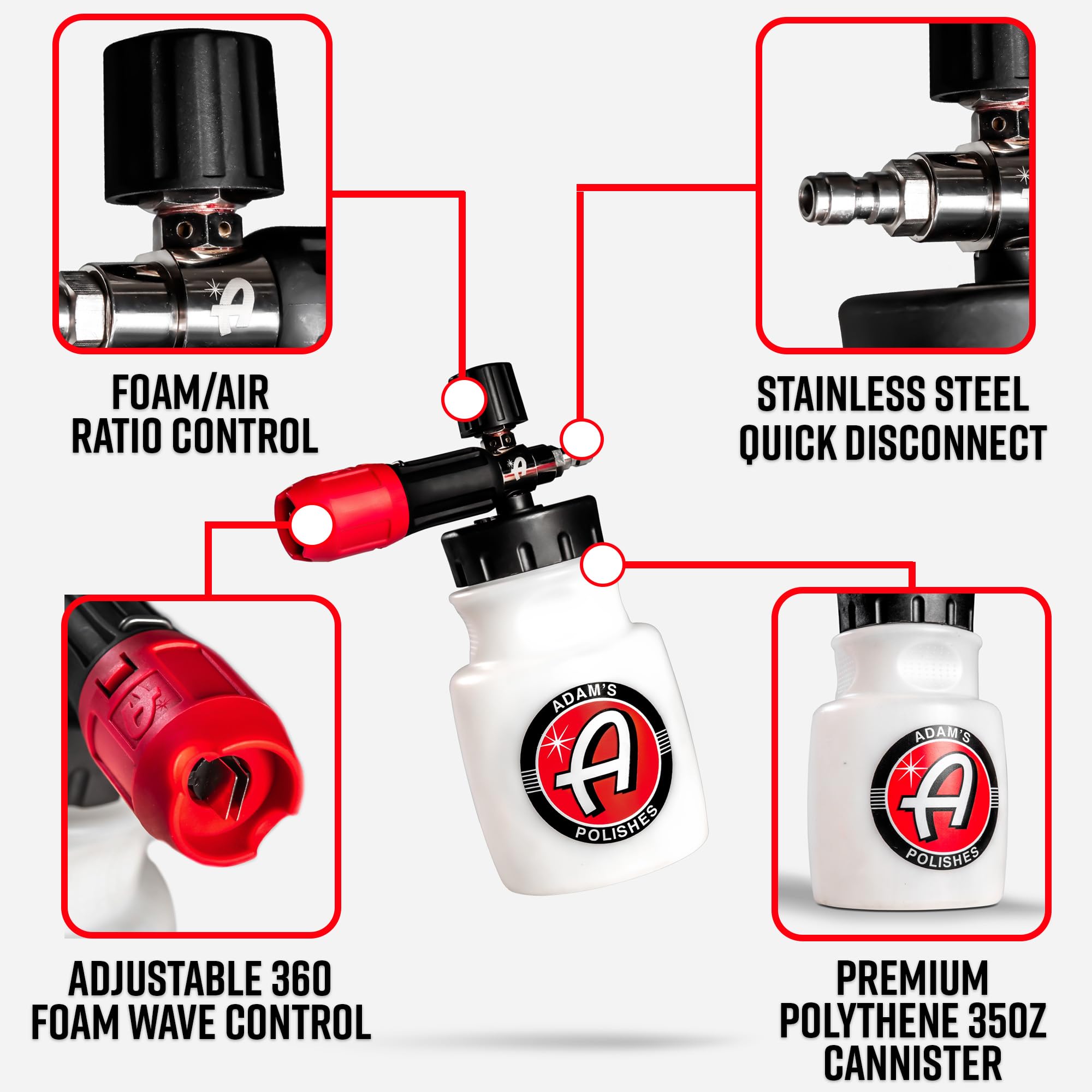 Adam's Polishes Premium Foam Cannon & Car Shampoo Bundle - Custom Snow Foam Cannon Soap Sprayer for Car Wash | Sprayer Cannister for Pressure Washer - Image 2