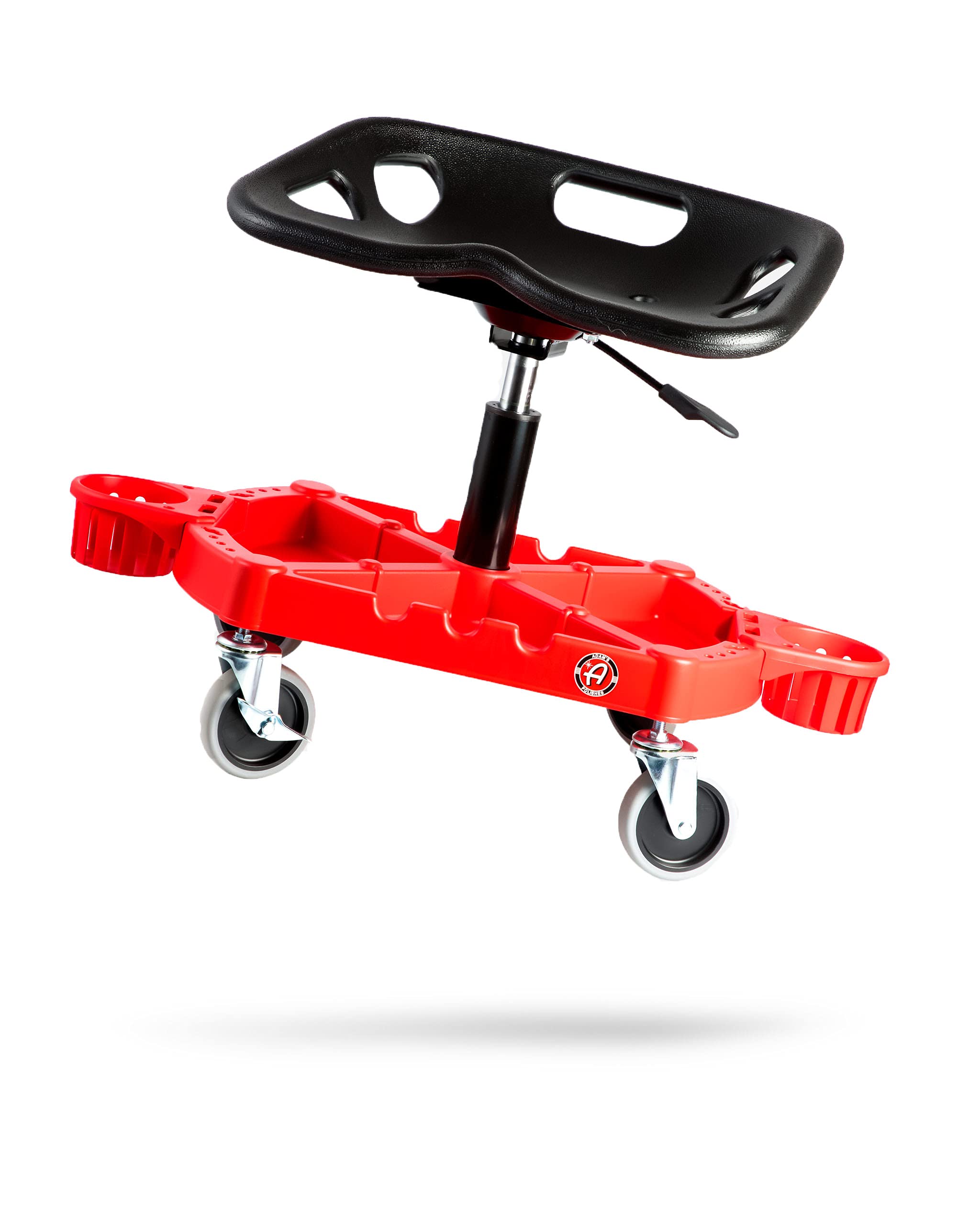 Adam's Polishes Pro Rolling Stool, Car Detailing Stool Chair, Shop Stool with Wheels, Garage Organizer, Tool Organizer Tray, Adjustable Height for Car Cleaning Buffer Polisher Ceramic Coating Car Wax