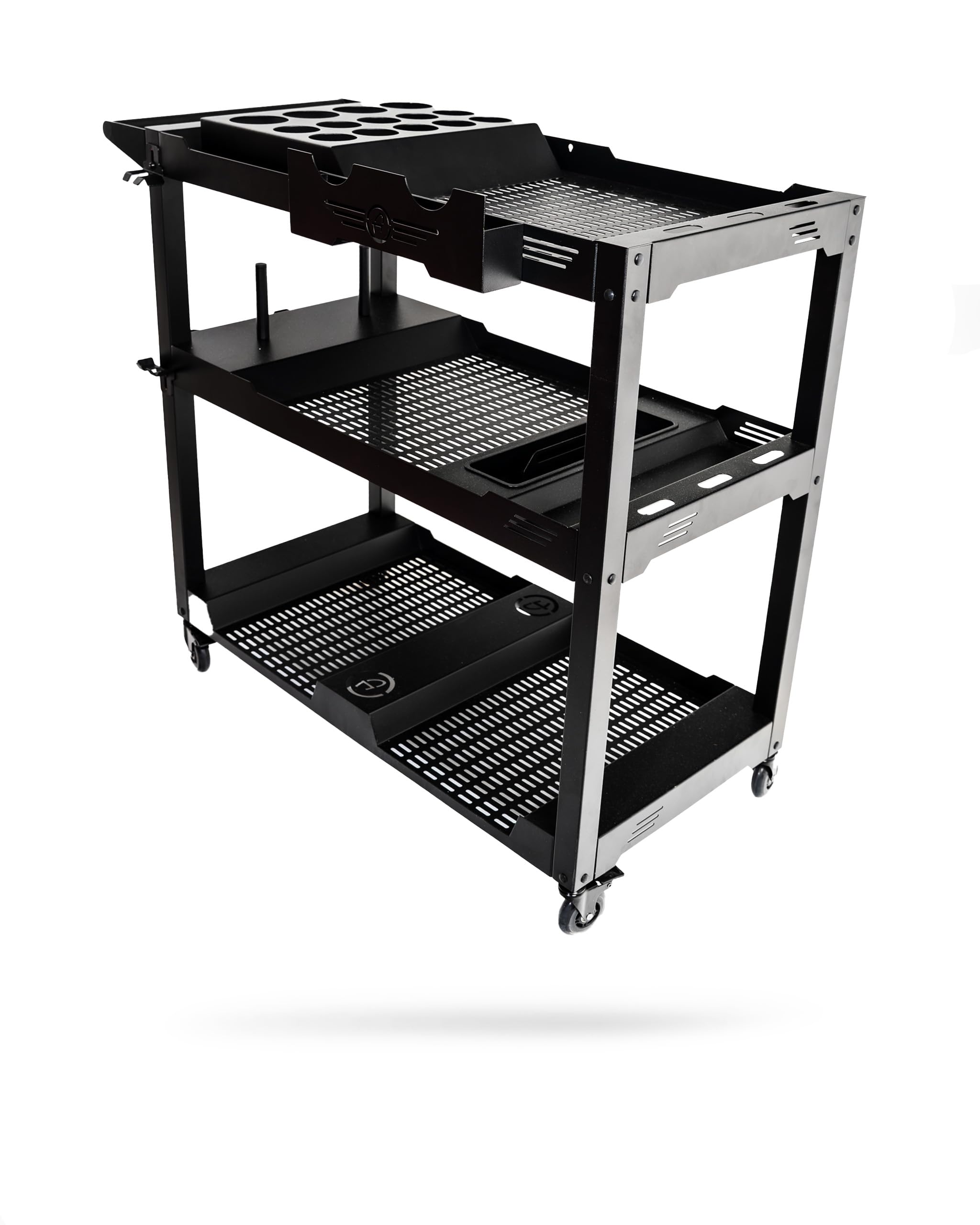 Adam's Polishes Professional Detail Cart Powder Coated Metal Car Detailing Cart for Garage | Storage Space, Rolling Premium Locking Casters, Polisher Holders, Heavy Duty Workshop, Detailers Garage
