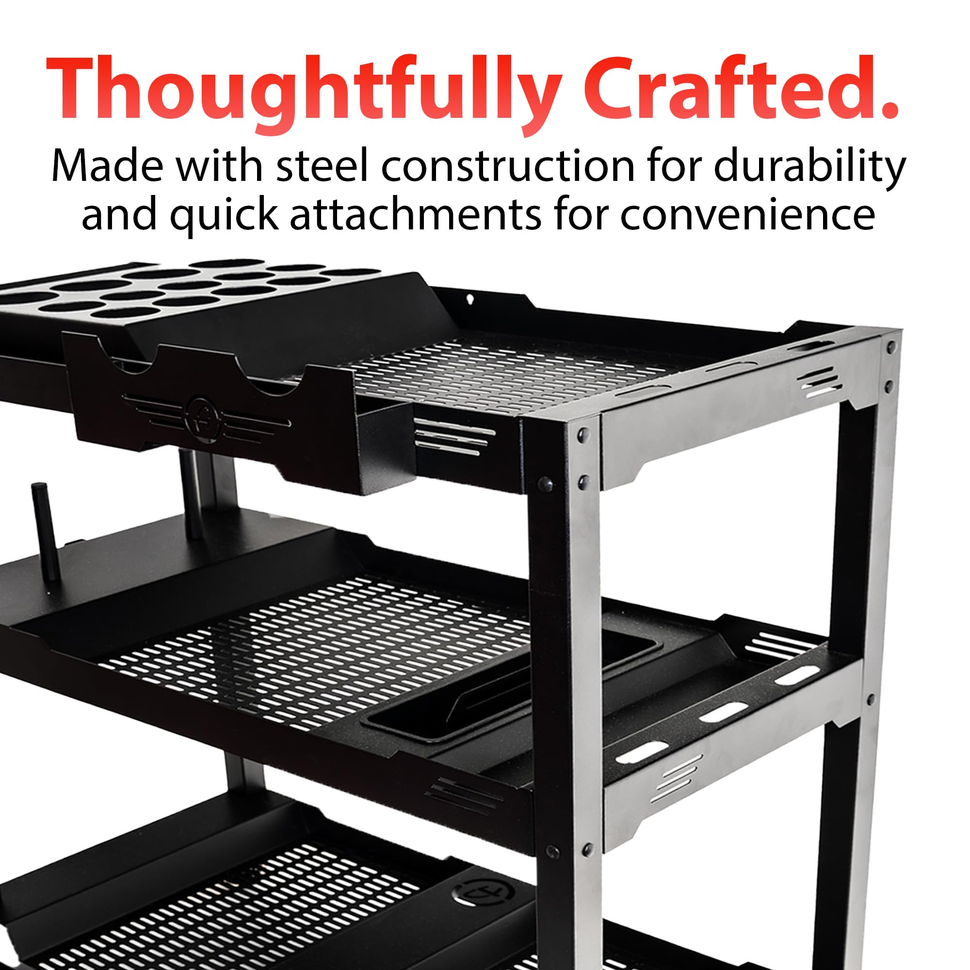 Adam's Polishes Professional Detail Cart Powder Coated Metal Car Detailing Cart for Garage | Storage Space, Rolling Premium Locking Casters, Polisher Holders, Heavy Duty Workshop, Detailers Garage - Image 5