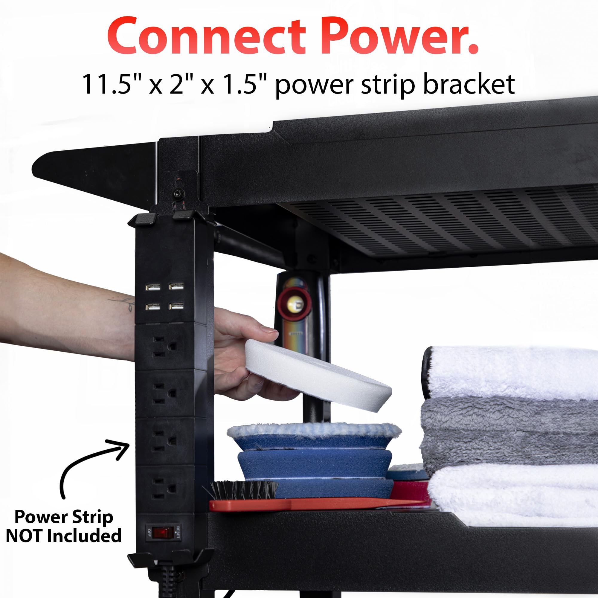Adam's Polishes Professional Detail Cart Powder Coated Metal Car Detailing Cart for Garage | Storage Space, Rolling Premium Locking Casters, Polisher Holders, Heavy Duty Workshop, Detailers Garage - Image 7