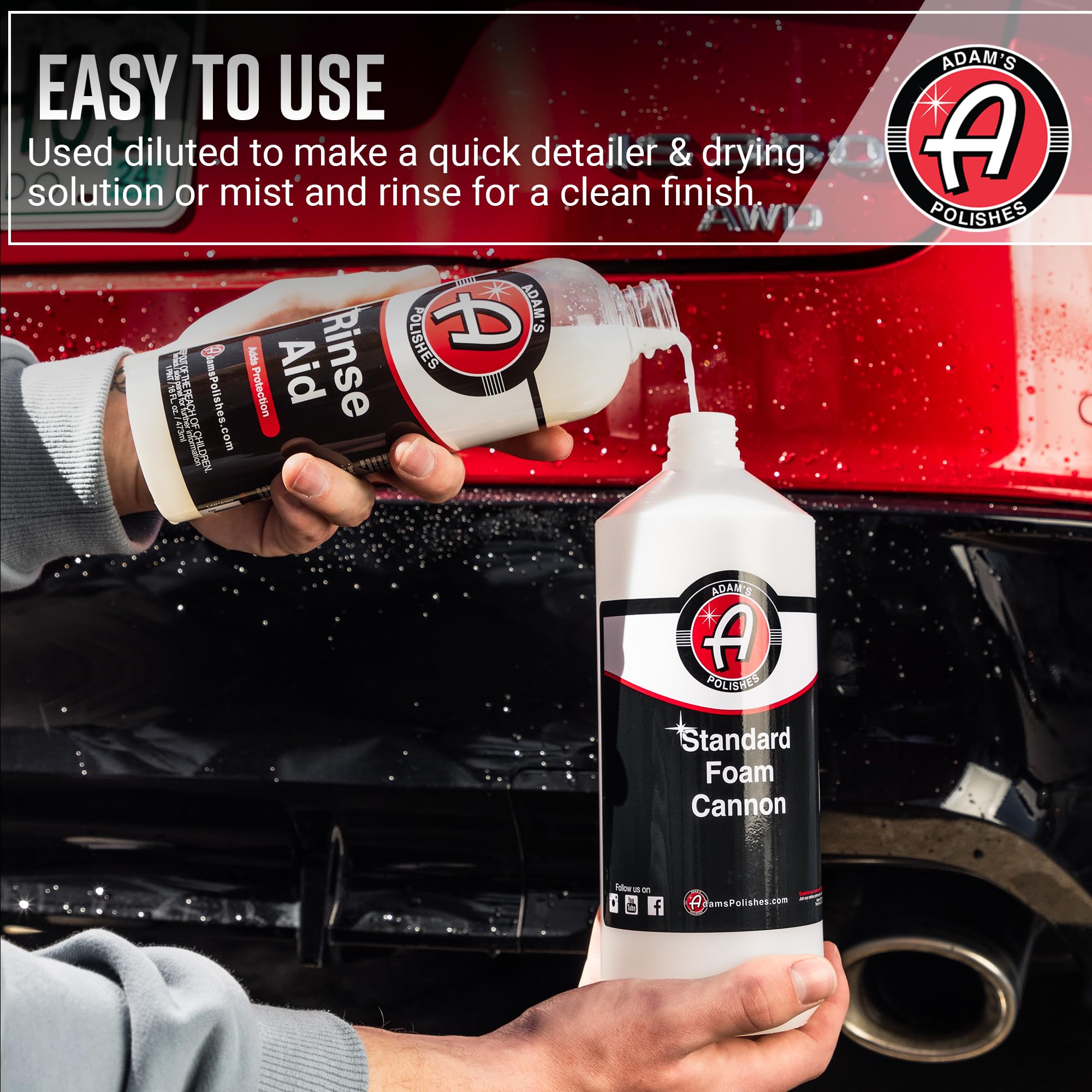 Adam's Polishes Rinse Aid 16oz - Enhances Gloss, Slickness, Color - Use With Foam Gun or Foam Cannon - Ceramic Coating Silica Infused Complete Vehicle Protectant and Exterior Sealant - Image 4