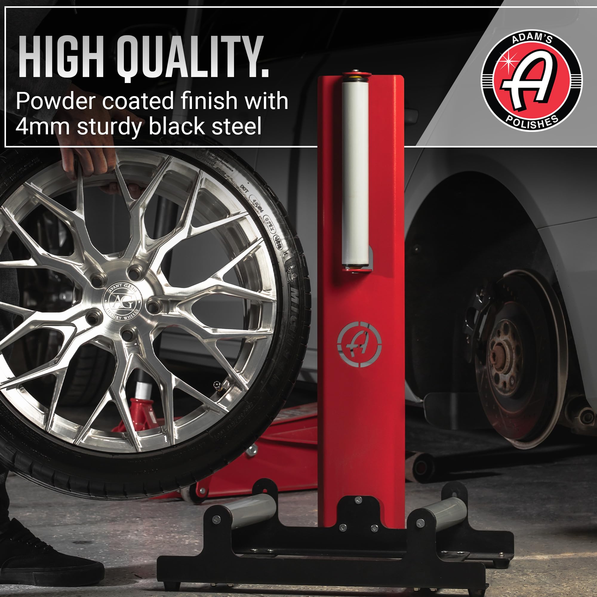 Adam's Polishes Rolling Wheel Detailing Stand - Wheel & Tire Car Detailing Roller for Cleaning, Ceramic Coating, Applying Tire Shine & Car Wheel Wash | Garage Accessory for Detailers - Image 3