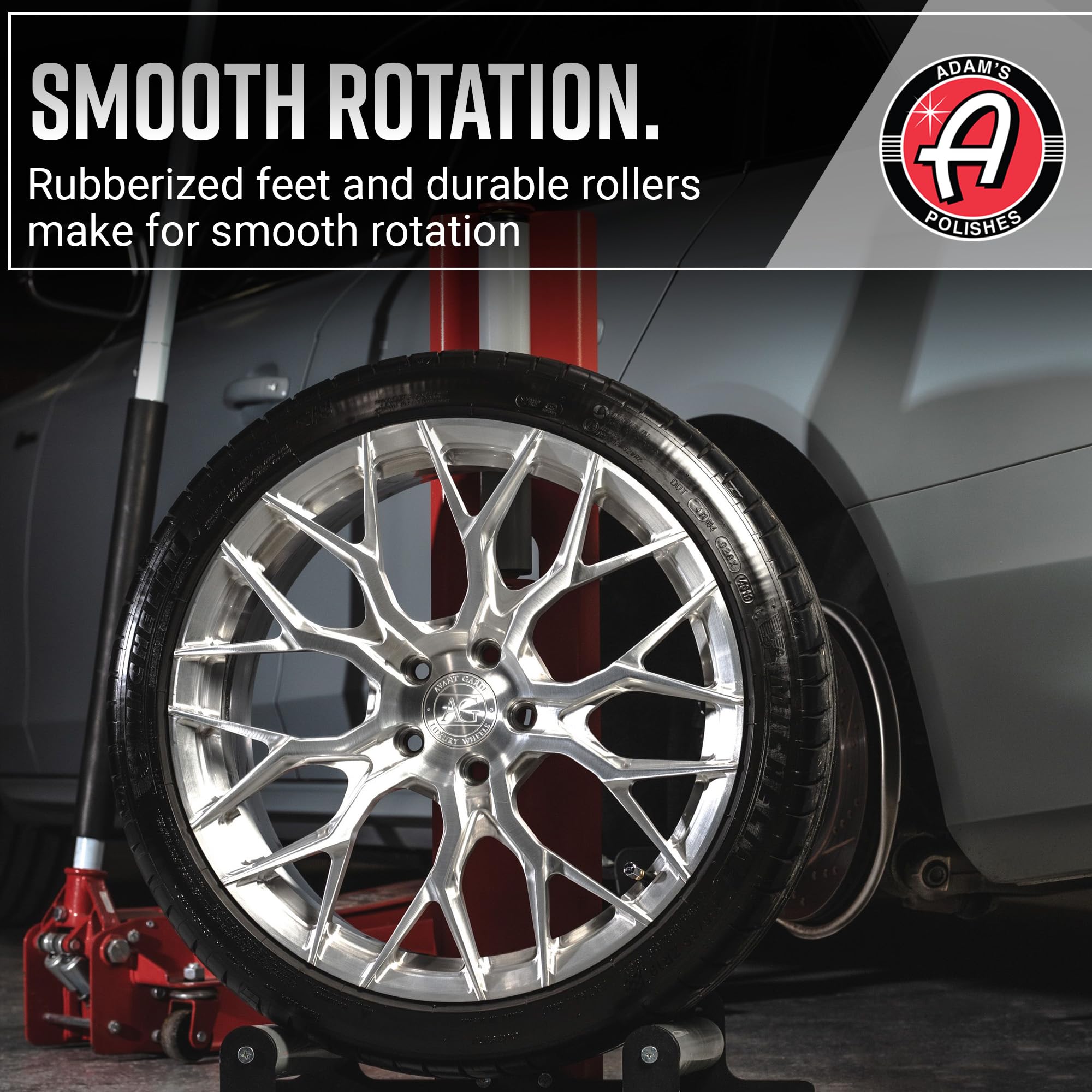Adam's Polishes Rolling Wheel Detailing Stand - Wheel & Tire Car Detailing Roller for Cleaning, Ceramic Coating, Applying Tire Shine & Car Wheel Wash | Garage Accessory for Detailers - Image 5