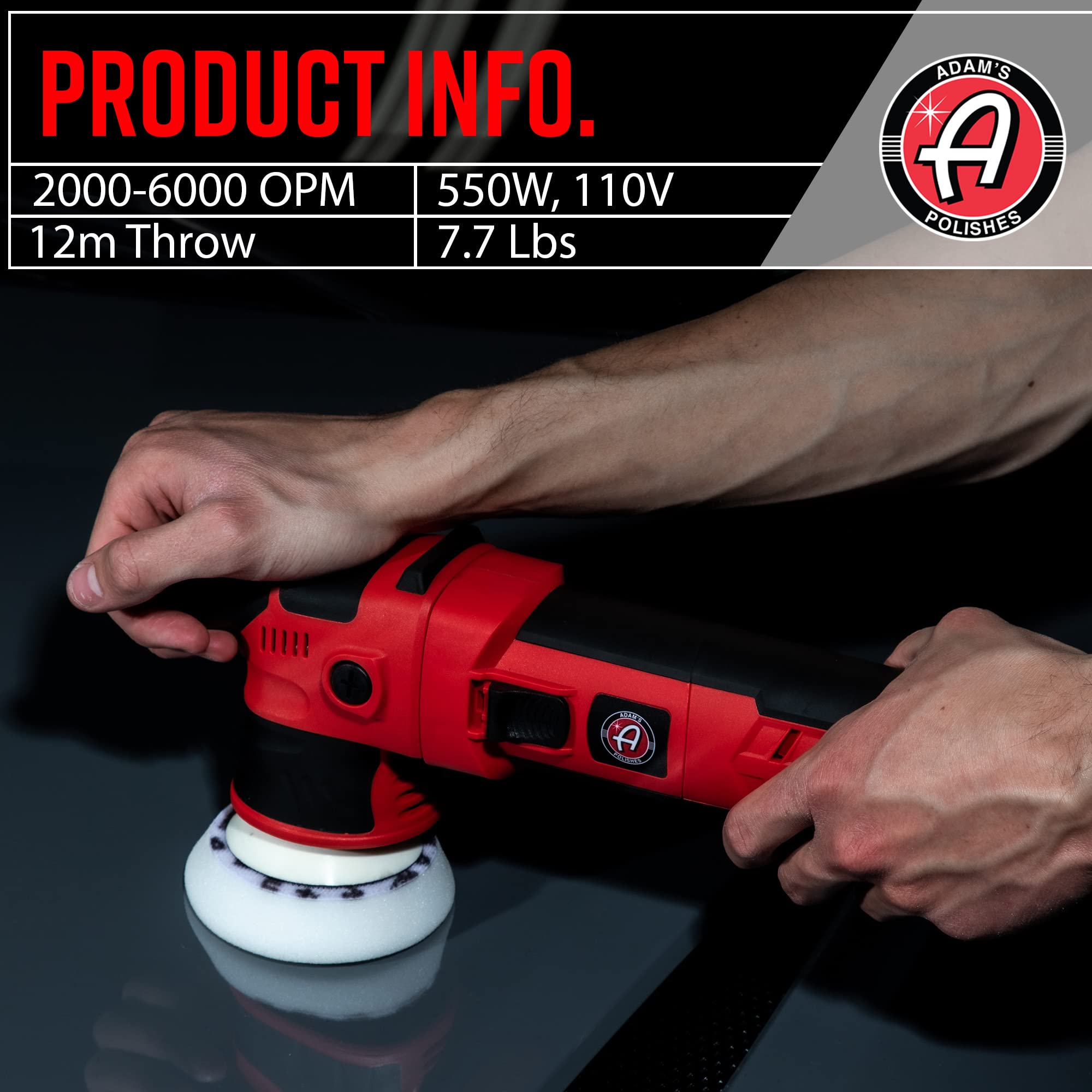 Adam's 12mm SK Pro Car Polisher Kit (16 Item) - Professional Buffer Polisher for Car Detailing & Scratch Repair - Includes Microfiber Towels, Polish, Compound, Pads, Tools, Carry Tote, & More - Image 3