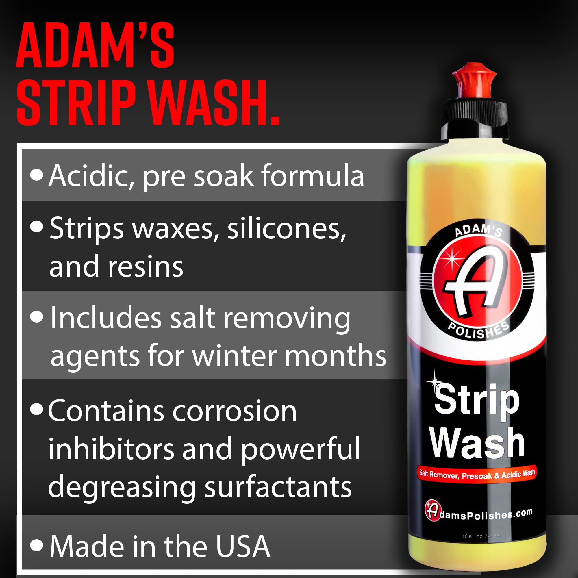 Adam's Polishes Strip Car Wash Soap (Gallon) - Sealant & Car Wax Remover Shampoo Salt Remover, Presoak, & Acidic Wash | Thick Suds For Use In Car Cleaning Kit, Foam Cannon, Foam Gun - Image 2