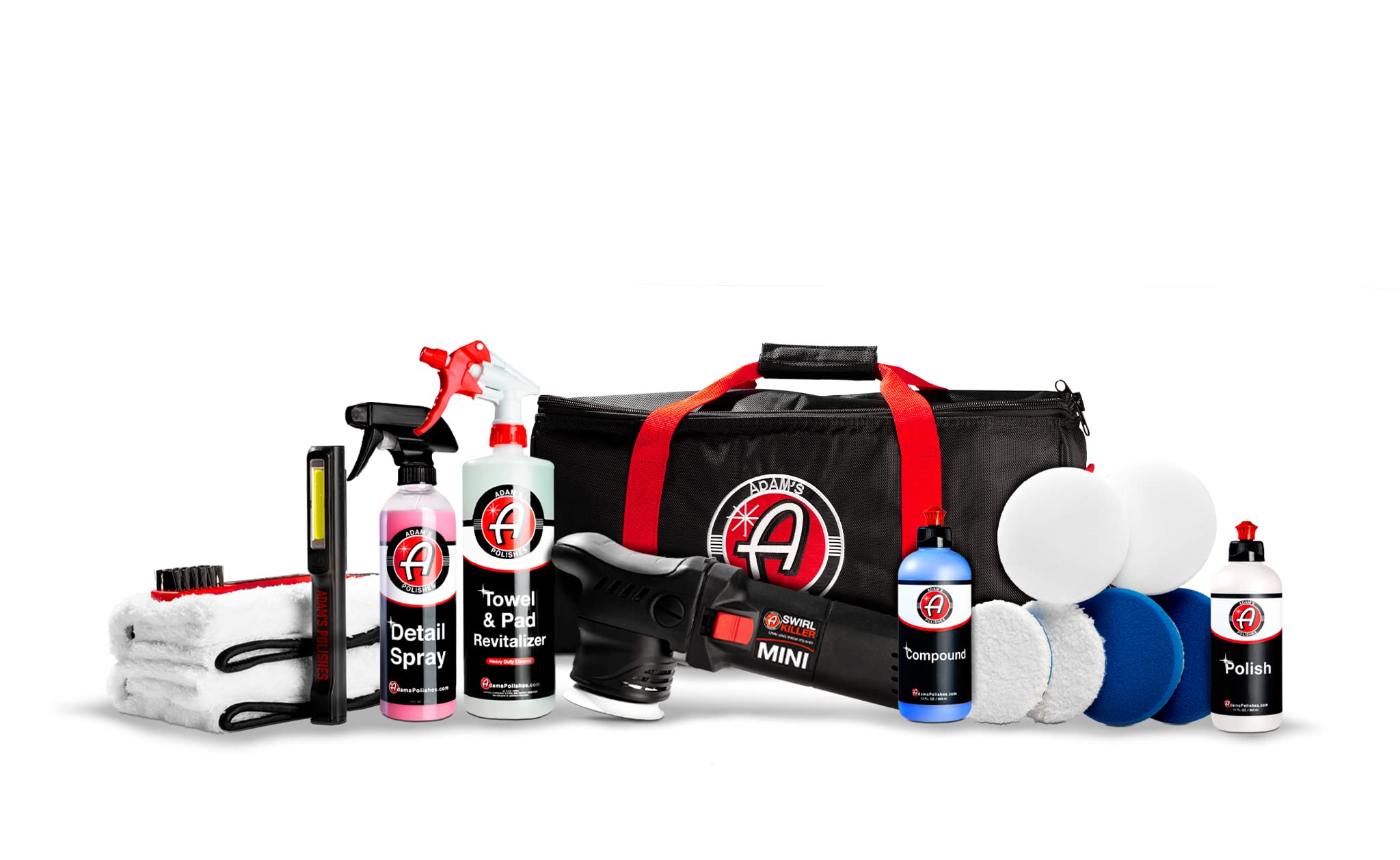 Adam's Polishes Swirl Killer 12mm Polisher Kit (16 Item) - Orbital Polishing Paint Correcting Buffer Tool - Car Scratch Remover - Use Post Car Wash Clay Bar & Pre Wax or Ceramic Coating