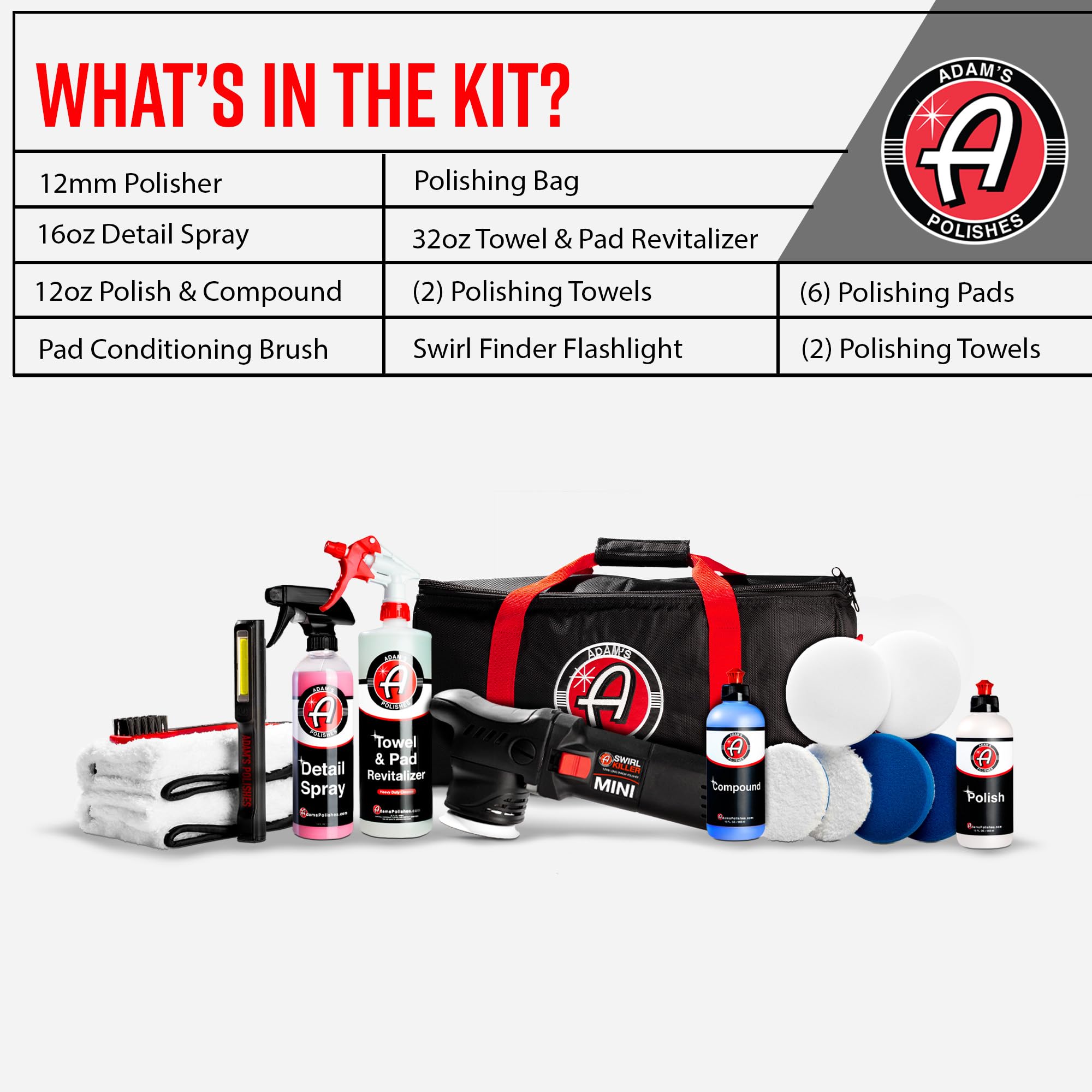 Adam's Polishes Swirl Killer 12mm Polisher Kit (16 Item) - Orbital Polishing Paint Correcting Buffer Tool - Car Scratch Remover - Use Post Car Wash Clay Bar & Pre Wax or Ceramic Coating - Image 3