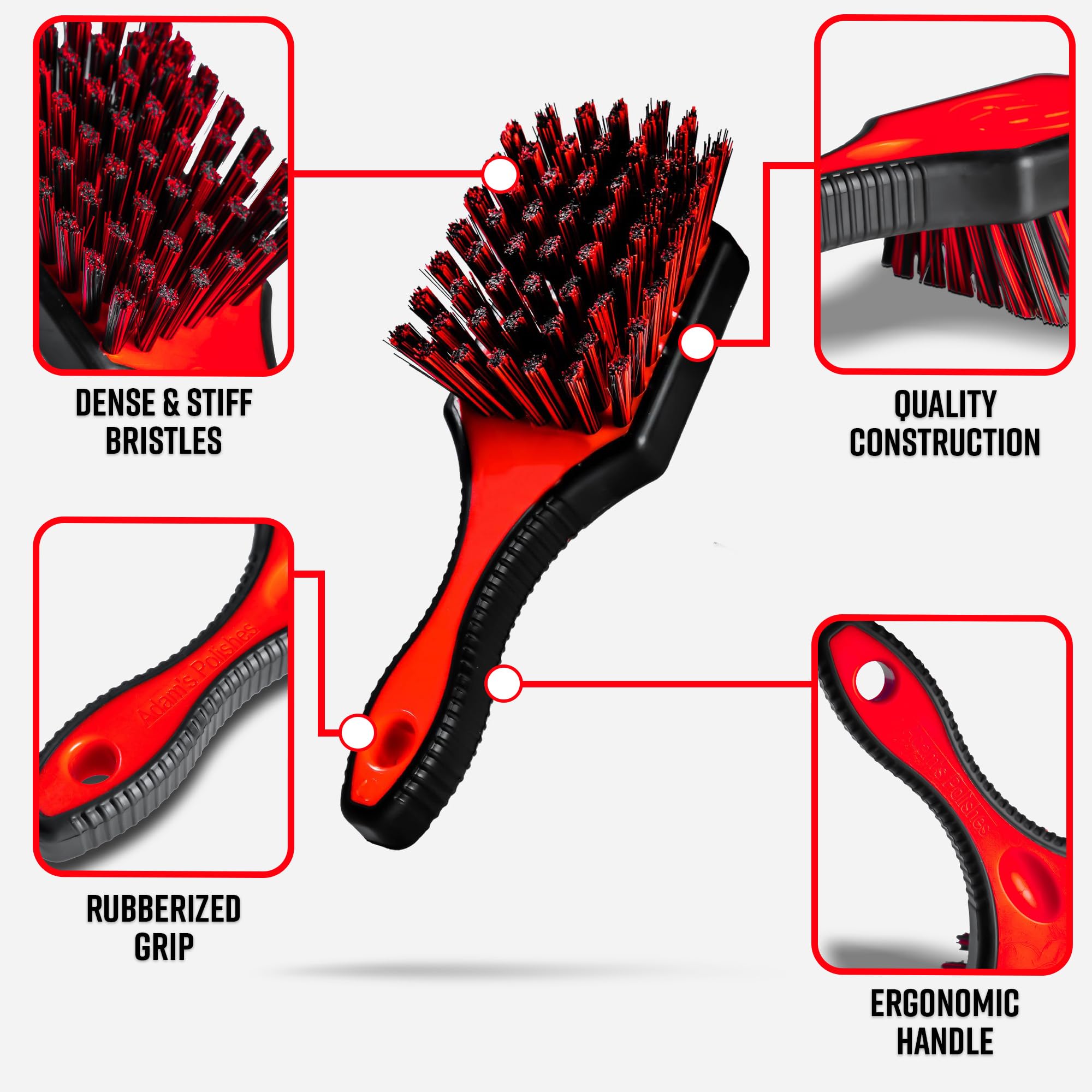 Adam's Polishes Tire Brush Premium Tire Brush for Car Detailing & Rubber Tire Car Cleaning| Use W/Tire Cleaner or All Purpose Cleaner & Before Tire Shine or Wheel Cleaner - Image 2