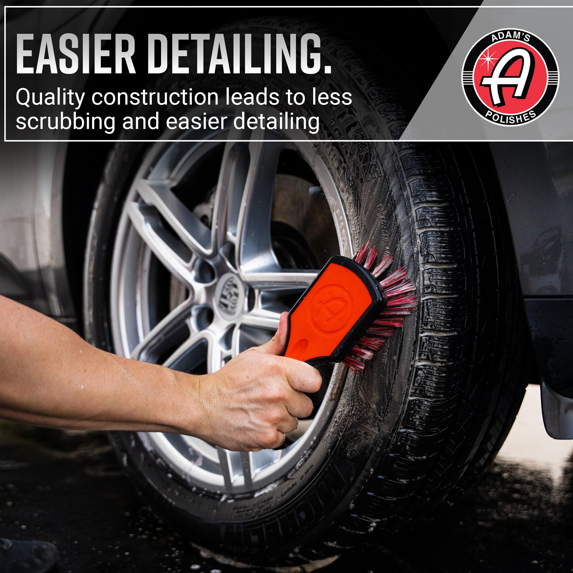 Adam's Polishes Tire Brush Premium Tire Brush for Car Detailing & Rubber Tire Car Cleaning| Use W/Tire Cleaner or All Purpose Cleaner & Before Tire Shine or Wheel Cleaner - Image 4