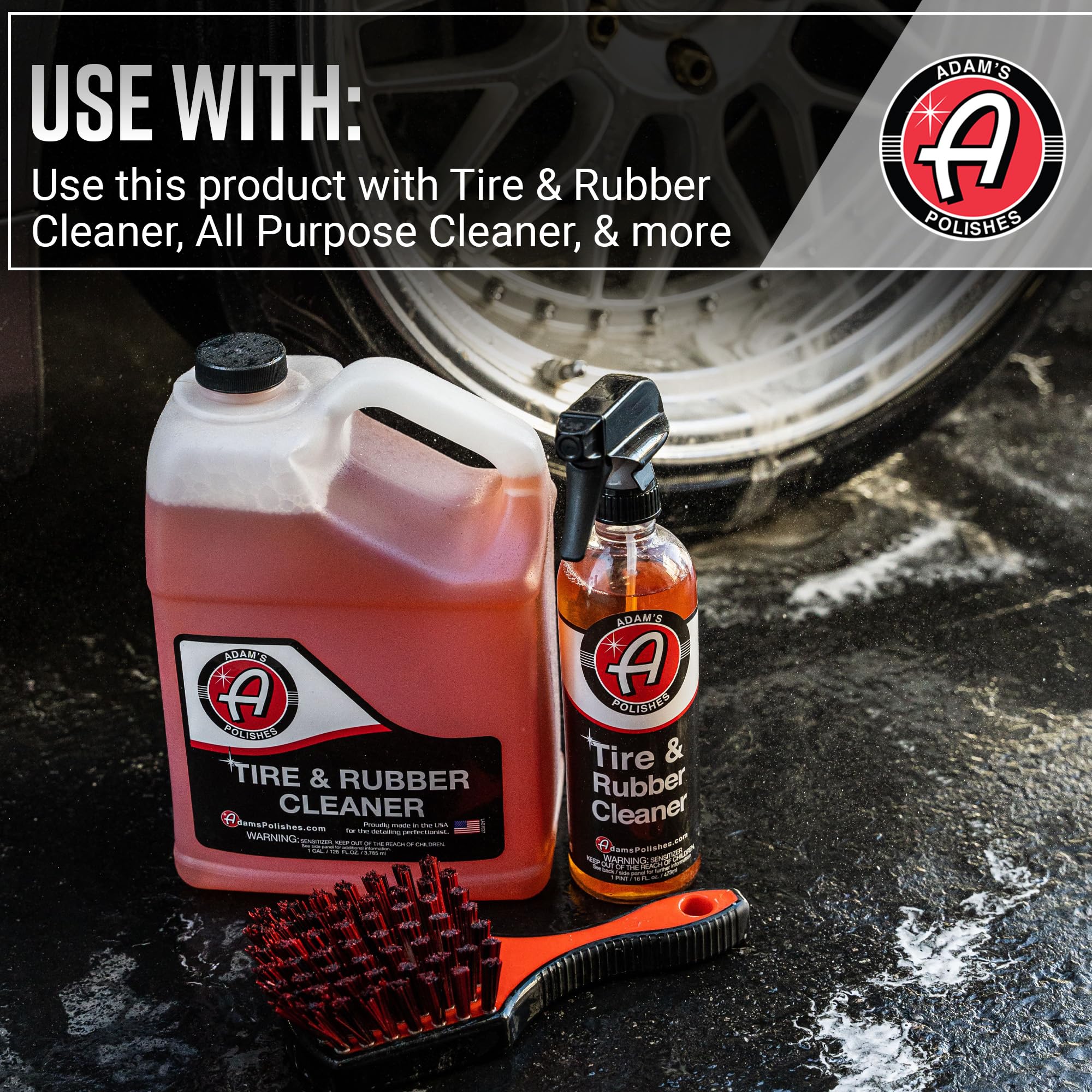 Adam's Polishes Tire Brush Premium Tire Brush for Car Detailing & Rubber Tire Car Cleaning| Use W/Tire Cleaner or All Purpose Cleaner & Before Tire Shine or Wheel Cleaner - Image 7