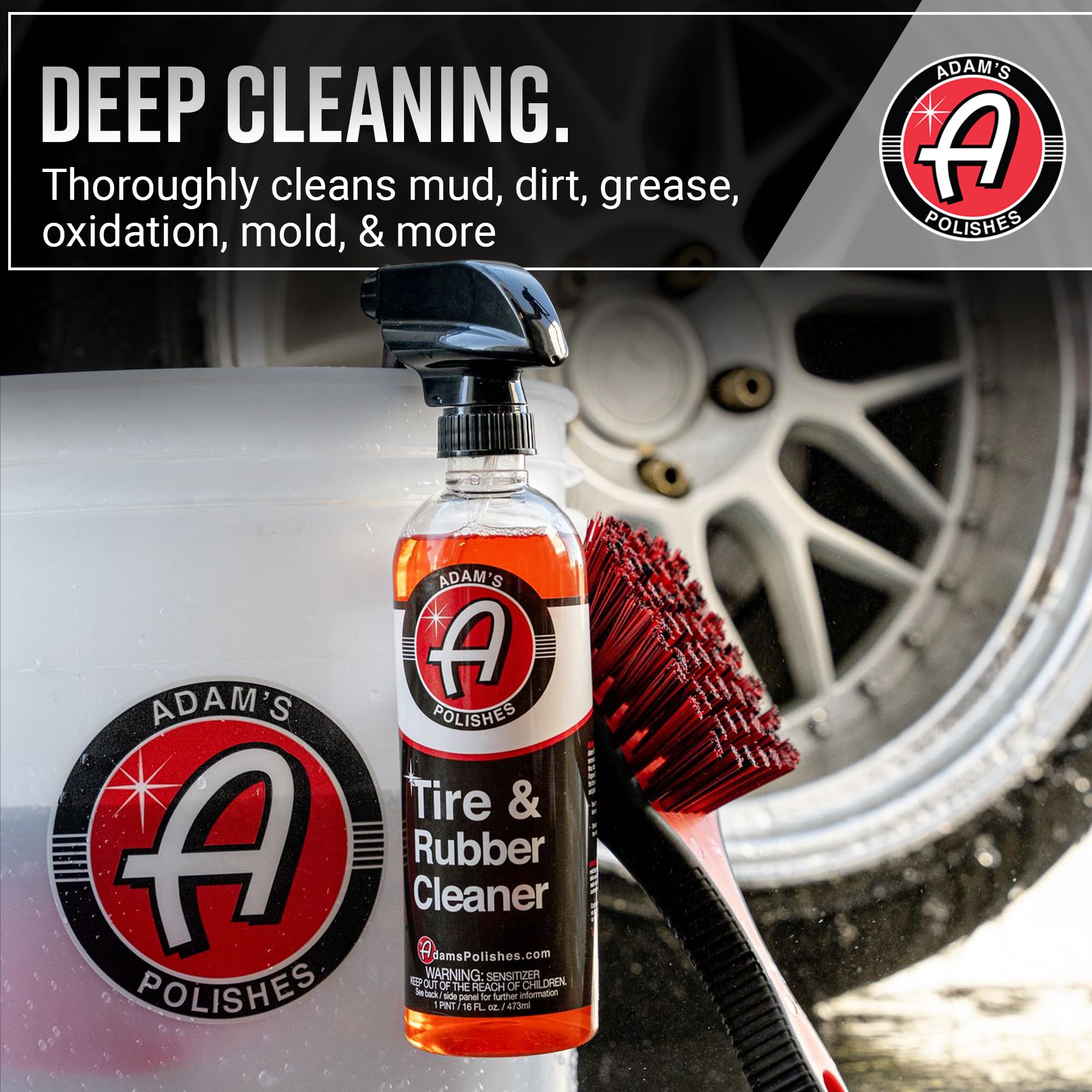 Adam's Polishes Tire & Rubber Cleaner (16 oz) - Removes Discoloration From Tires Quickly - Works Great on Tires, Rubber & Plastic Trim and Rubber Floor Mats - Image 4