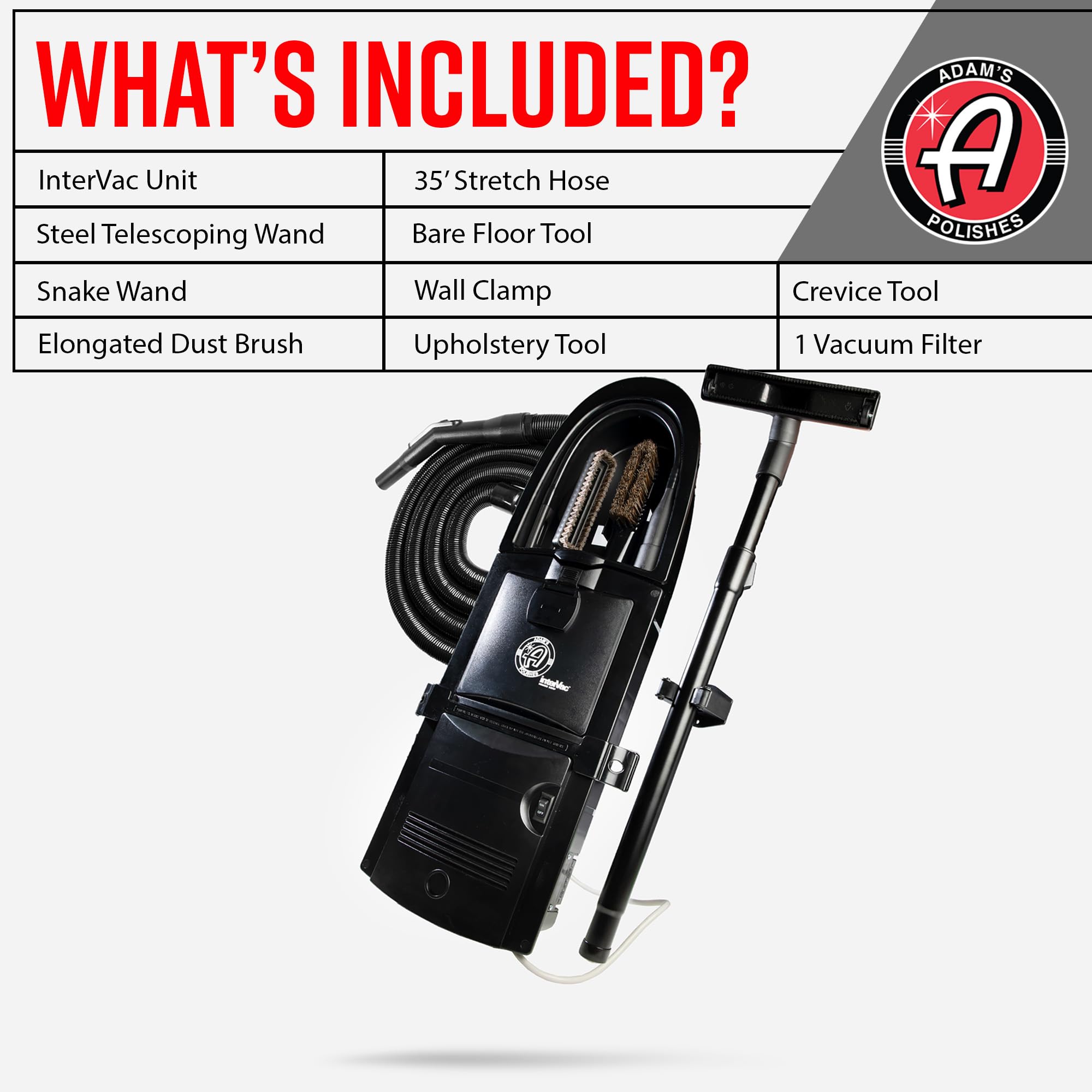 Adam's Polishes Wall Mounted Vacuum - Premium Car Detailing Vacuum for Garage or Shop | Powerful Suction Heavy Duty Detailing - Image 2