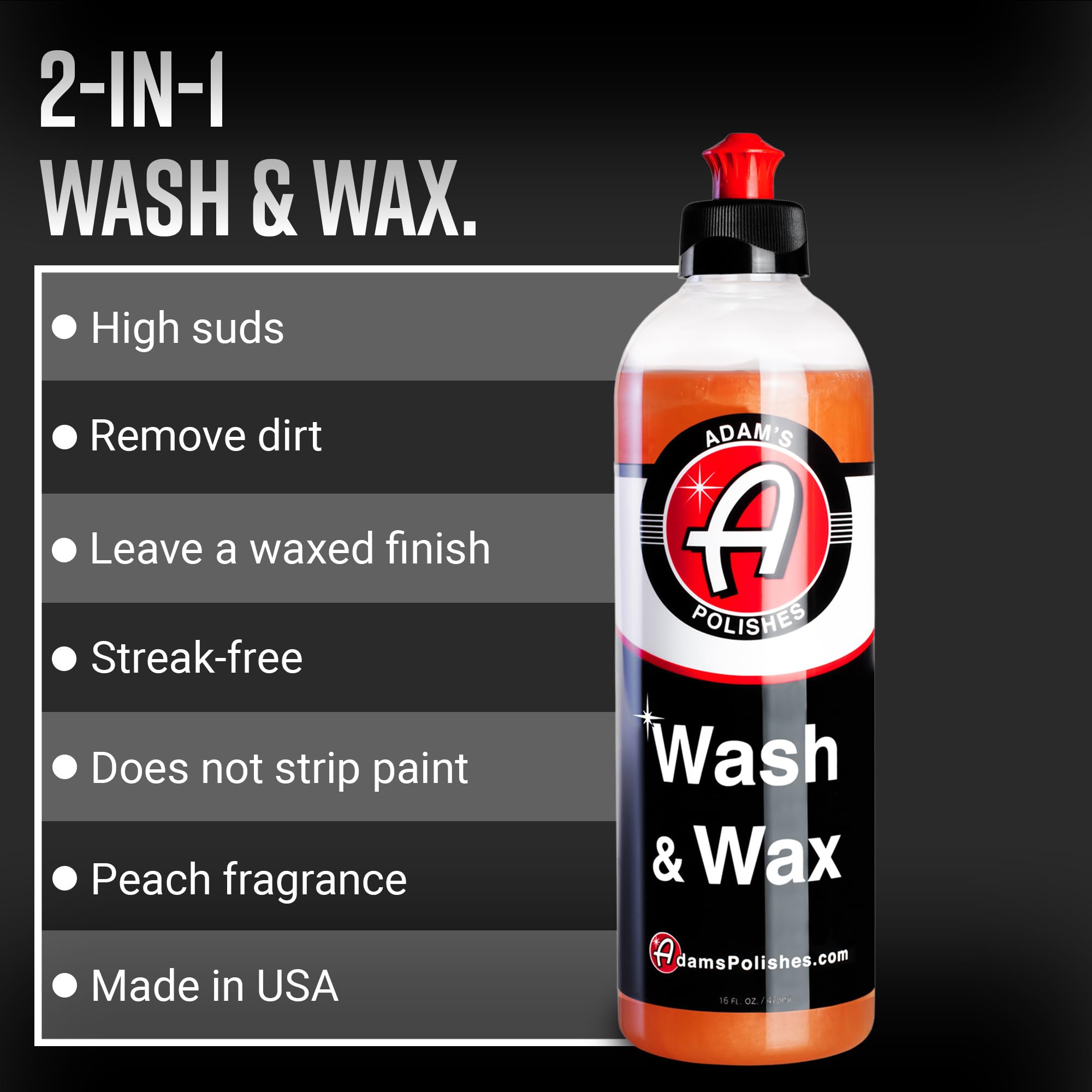 Adam's Polishes Wash & Wax - Car Wash Soap Infused with Pure Carnauba Car Wax Polymers | Car Cleaning Formula W/Paint Protection | Use in 5 Gallon Bucket Cannon Foam Gun & Car Detailing Brush Kit - Image 2