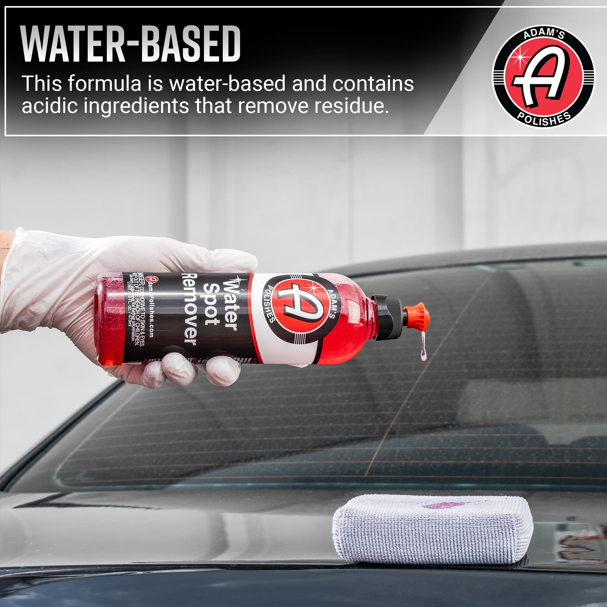 Adam's Polishes Water Spot Remover - Hard Water Stain for Glass, Shower Doors, Paint, Windows, Car Detailing | Calcium, Magnesium & Soap Scum Remover - Image 3