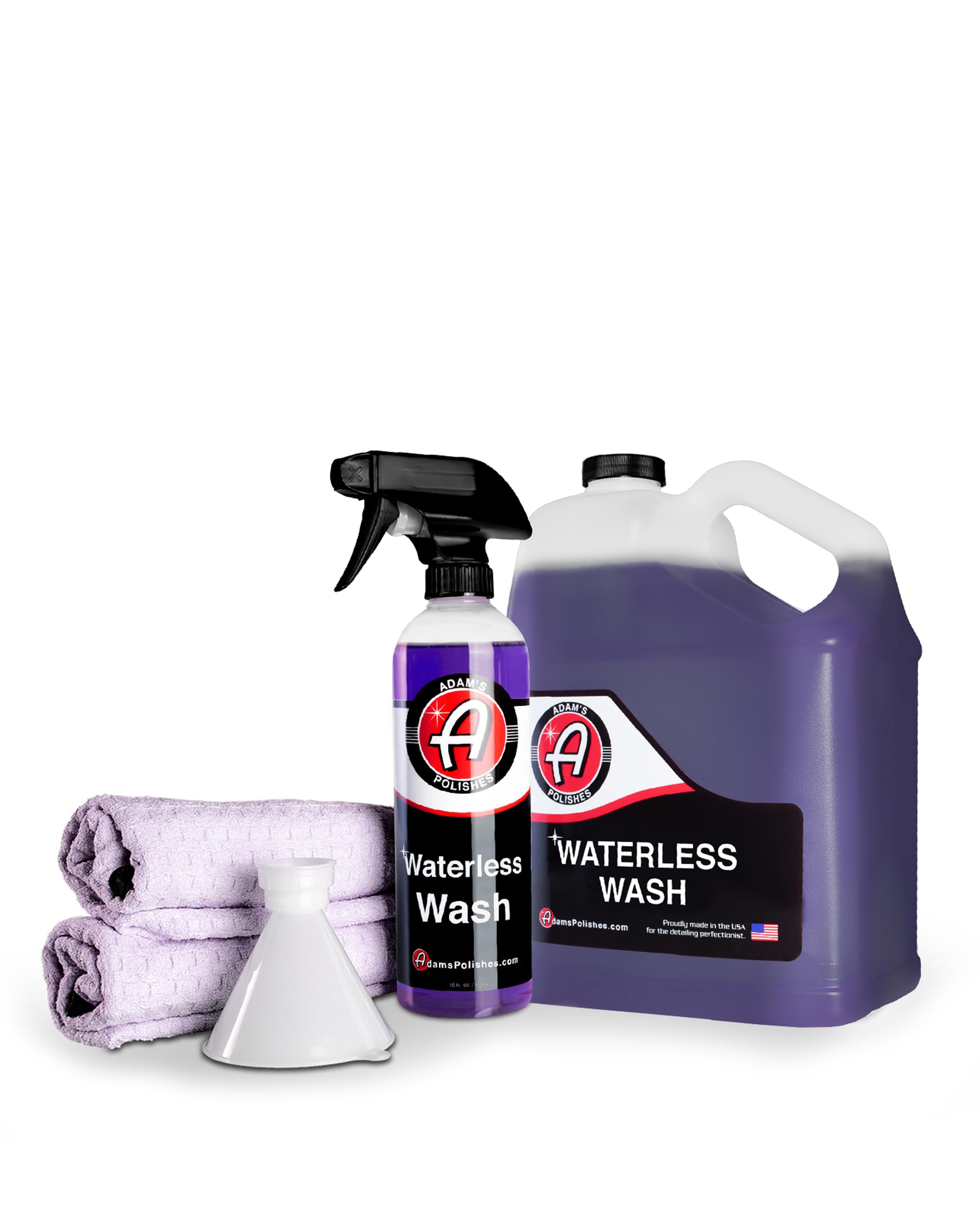 Adam's Polishes Waterless Car Wash Kit - Car Cleaning Supplies for Car Detailing | Safe Ultra Slick Lubricating Formula for Car, Boat, Motorcycle, RV | No Garden Hose, Wash Soap or Foam Cannon Needed