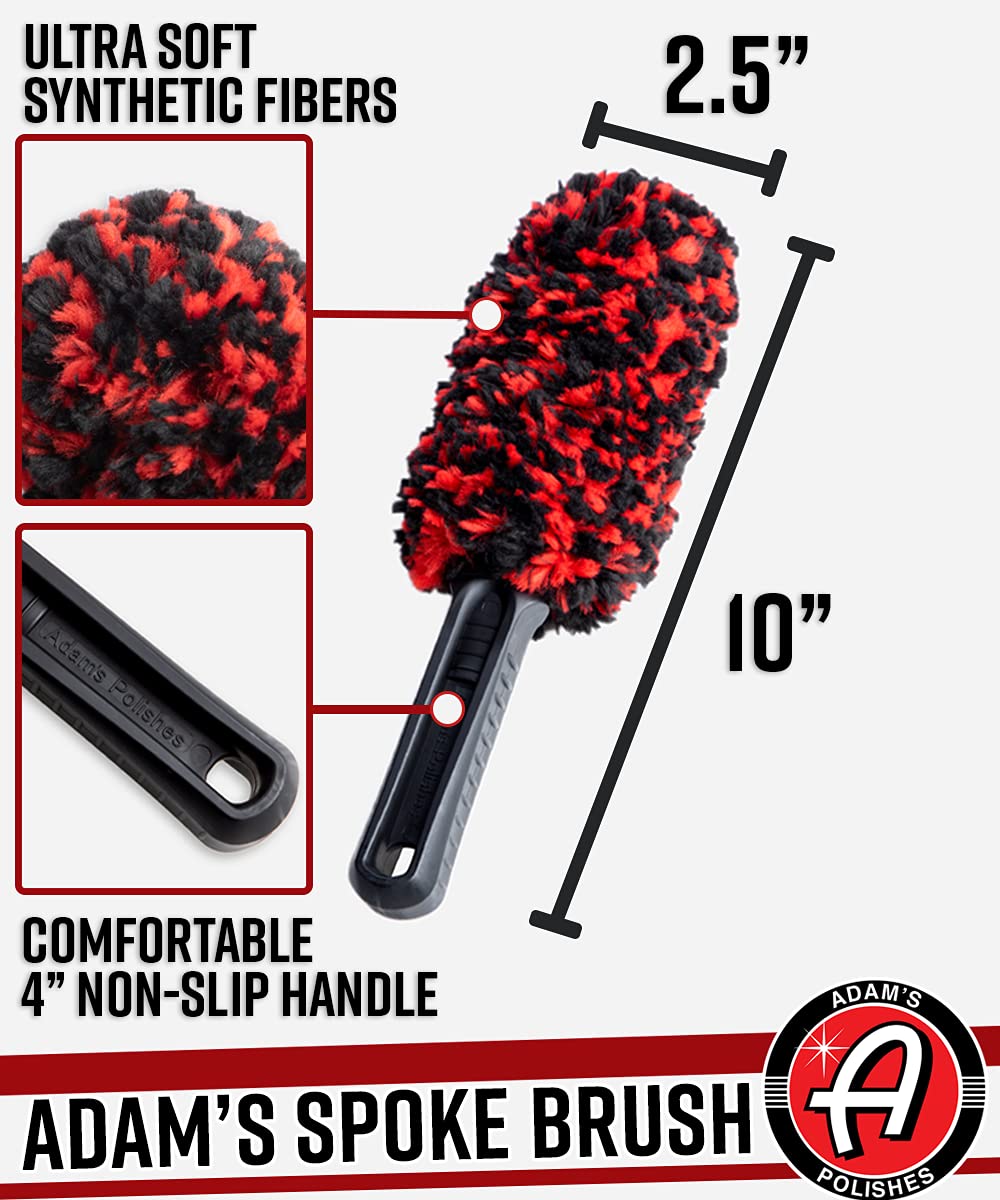 Adam's Polishes Wheel Spoke Brush - Ergonomic, Comfortable Design Makes Cleaning Tough to Reach Areas Easier - Cleans Behind Wheel Spokes, Inner Barrel, Brake Calipers & More - Image 2