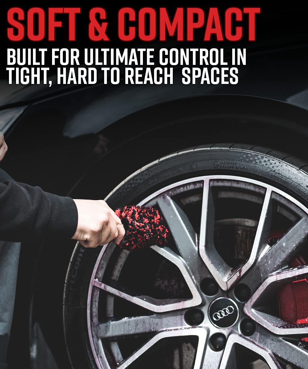 Adam's Polishes Wheel Spoke Brush - Ergonomic, Comfortable Design Makes Cleaning Tough to Reach Areas Easier - Cleans Behind Wheel Spokes, Inner Barrel, Brake Calipers & More - Image 4