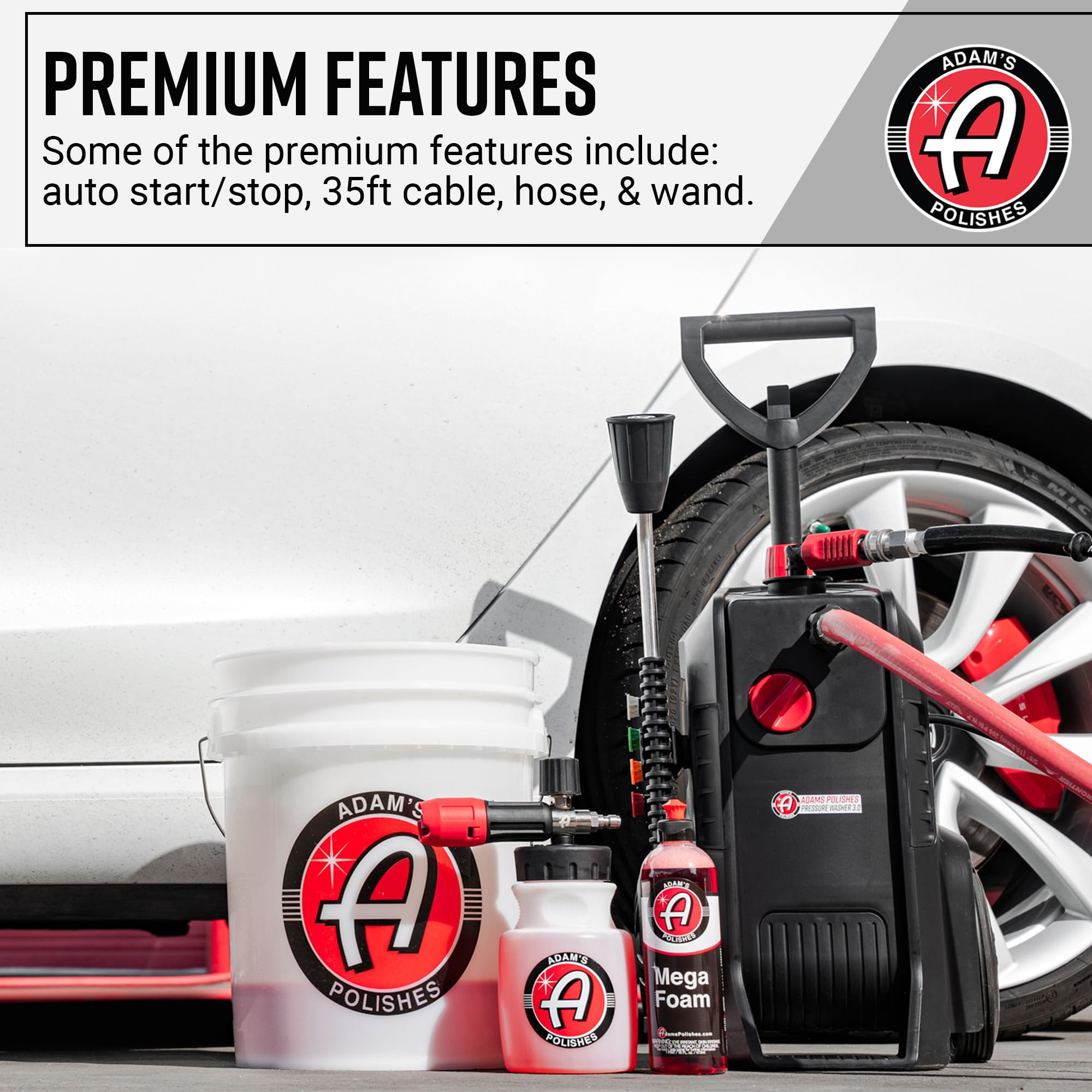 Adam's Pressure Washer 3.0 Upgrade Kit- Powerful Car Washing Pressure Sprayer, Includes Snub Nose with Swivel & 30ft Hose |1260 PSI & 1.6 GPM| Clean Your Car, Truck, House, Sidewalk, Etc. - Image 7