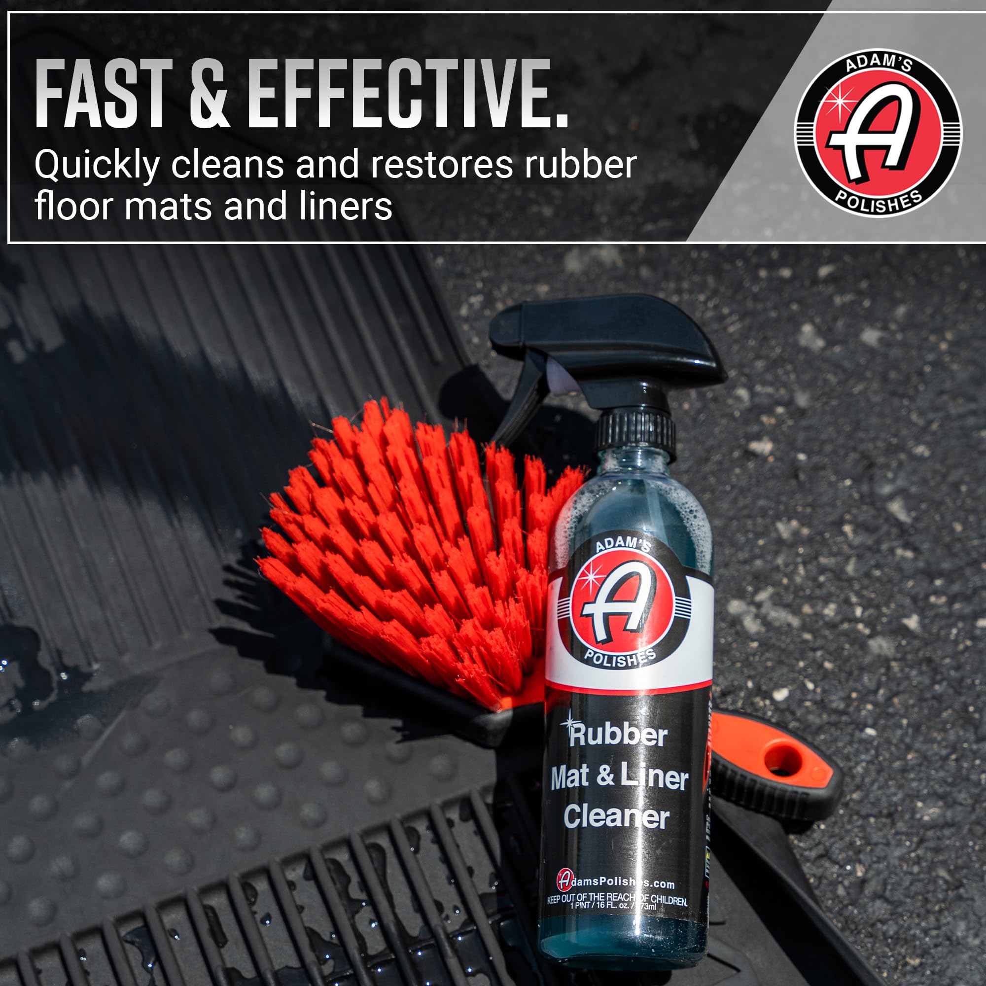 Adam's Rubber Mat & Liner Cleaner 16oz - Floor Mat Cleaner Restores Rubber, Plastic & Vinyl Mats For Car Detailing, Alos Works On Truck Bed Cargo Liners, Trunk Mat Accessories & More - Image 3