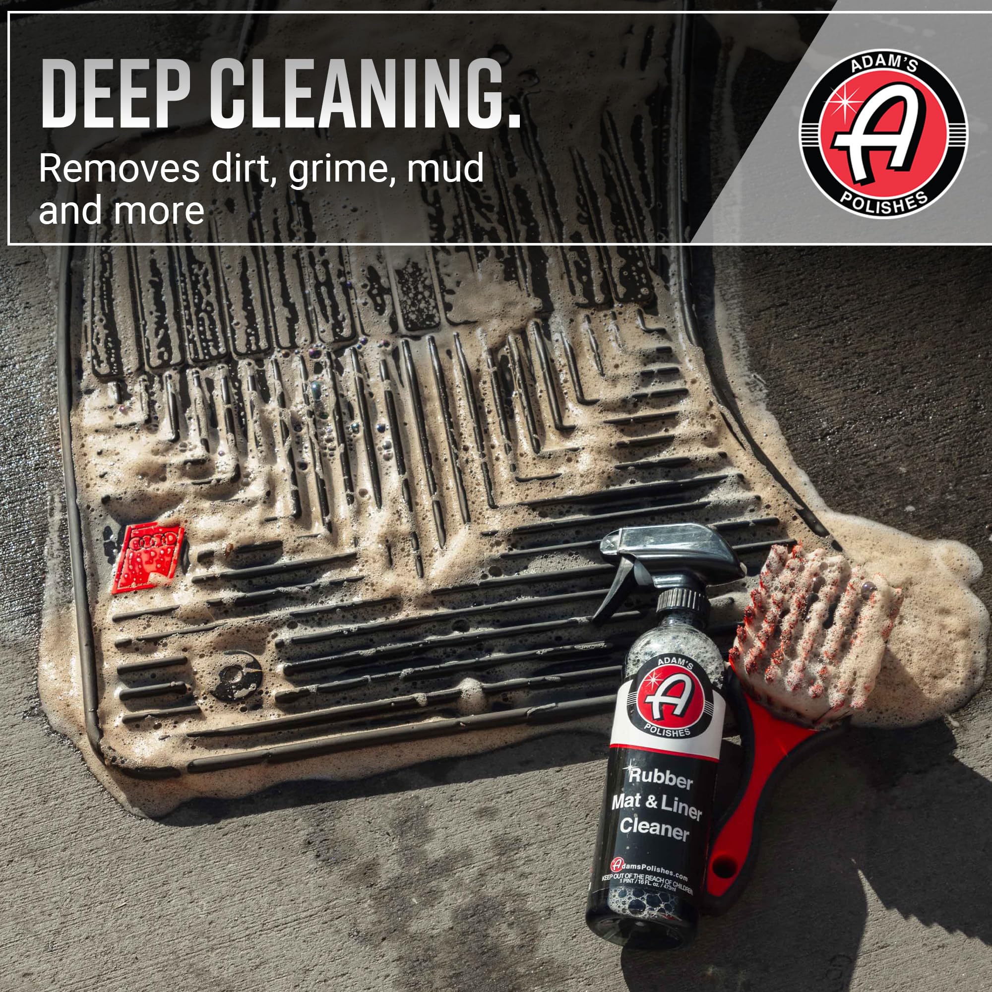 Adam's Rubber Mat & Liner Cleaner 16oz - Floor Mat Cleaner Restores Rubber, Plastic & Vinyl Mats For Car Detailing, Alos Works On Truck Bed Cargo Liners, Trunk Mat Accessories & More - Image 4
