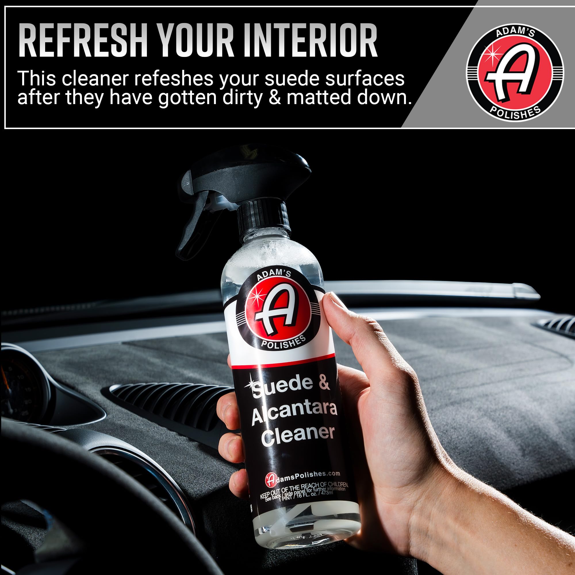 Adam's Suede Cleaner (16oz) - Professional Automotive Micro-Suede Cleaner For Car Interiors, Upholstery, Shoes, Clothing, Removes Stains & Refreshes Suede Material - Image 3