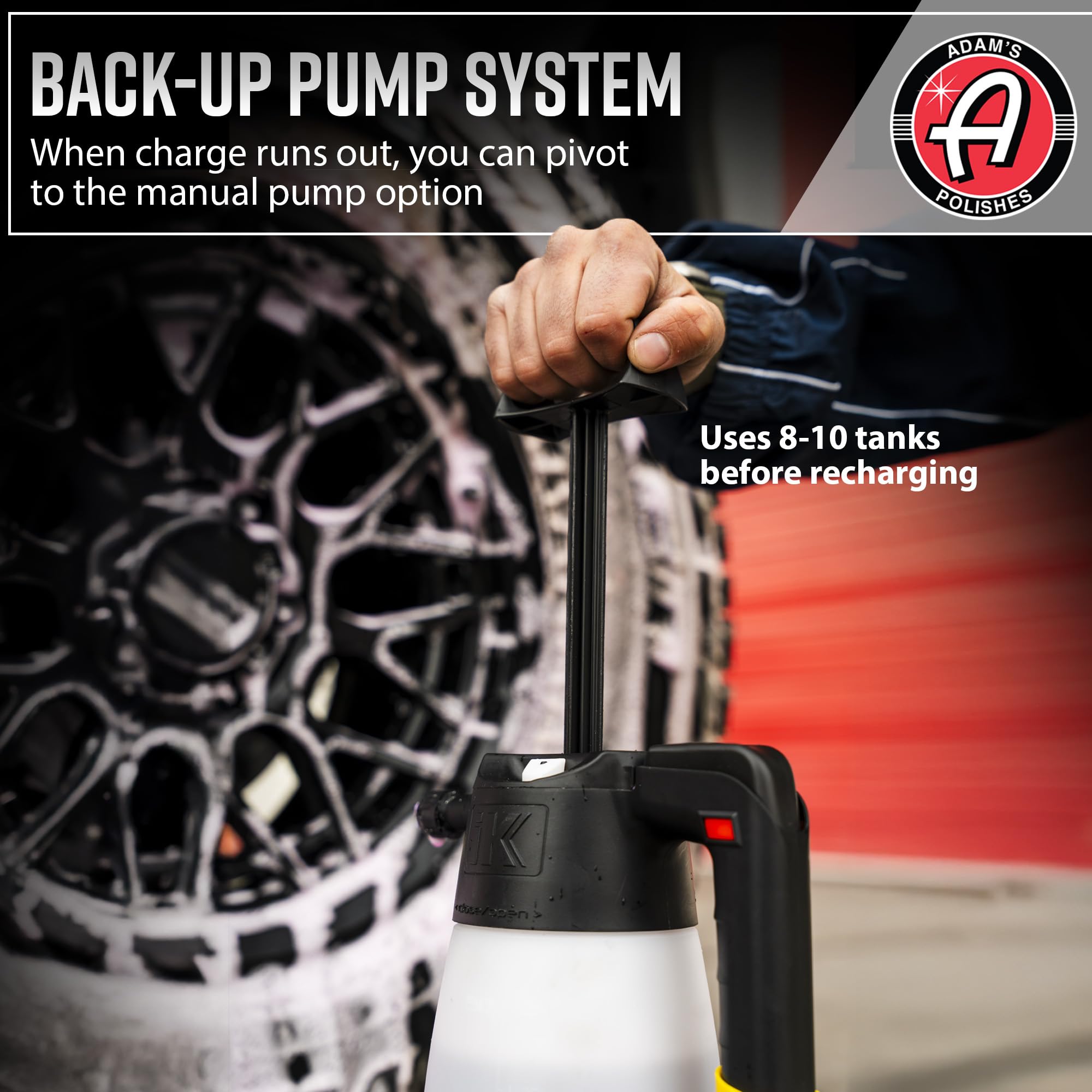 Adams x Ik eFoam Pro 2 - Electric Foam Sprayer for Car Wash, Auto Detailing, Wheel & Tire Cleaning - Hoseless & Pump Free Cleaner for Cars, Trucks, RV & Motorcycles - Image 5